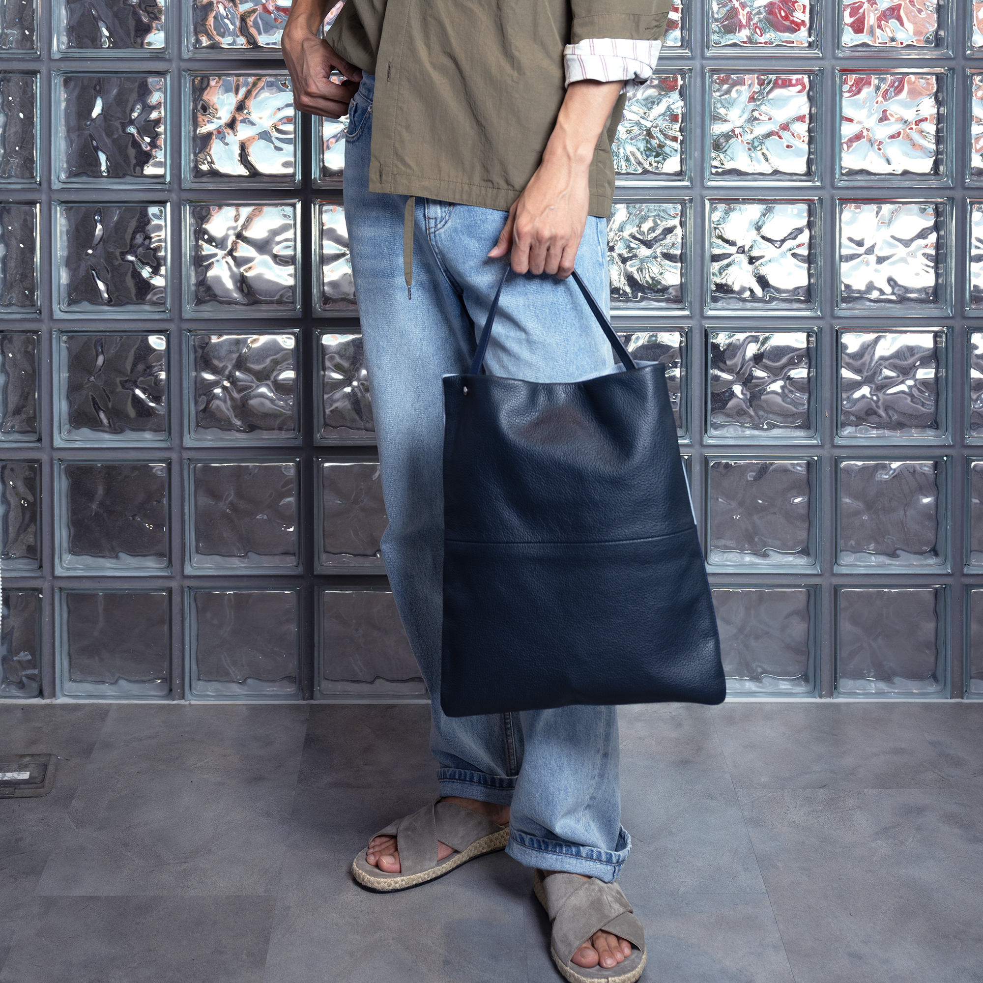 FUJITAKA|Seam A4 輕鬆簡單托特包 (深藍/淺藍)