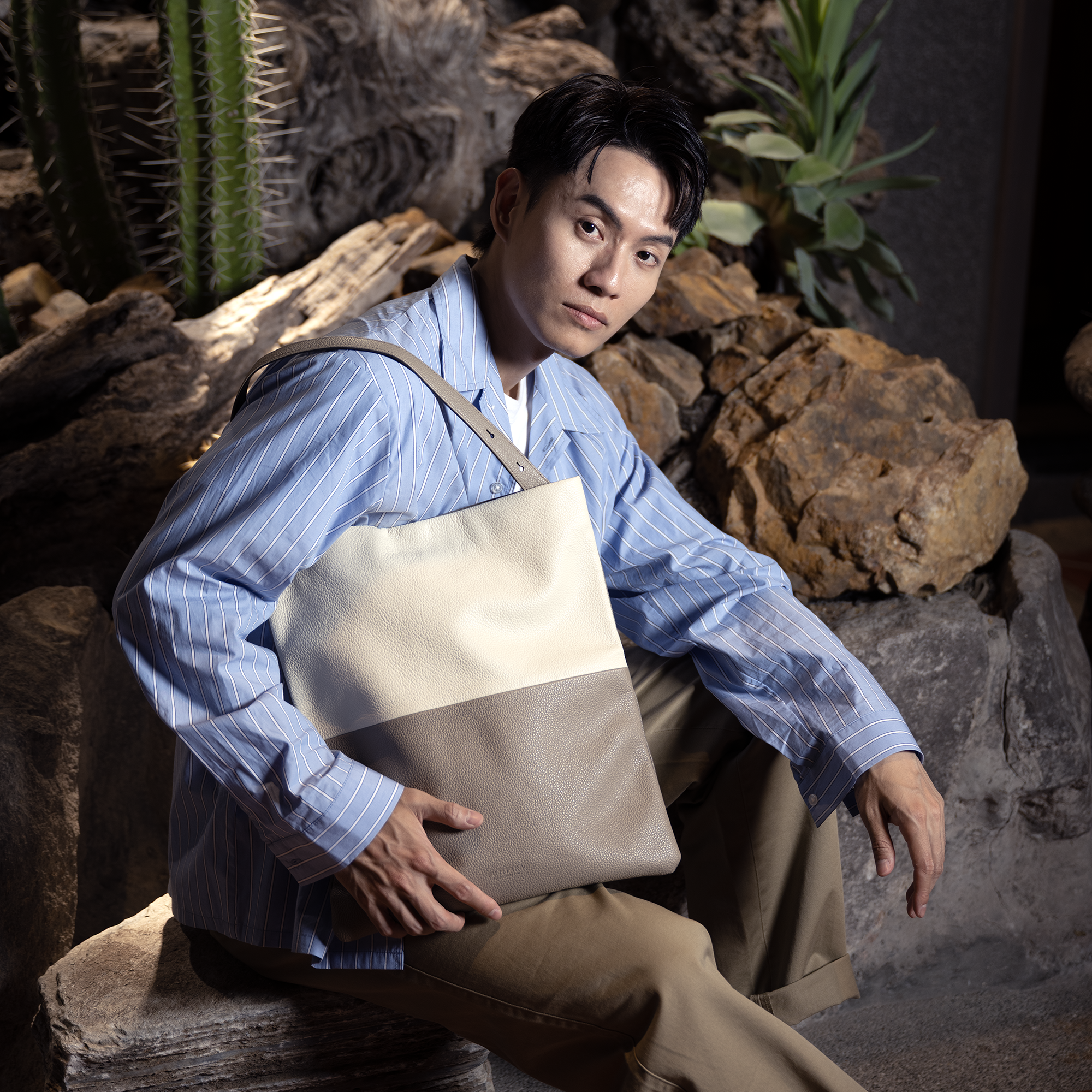 FUJITAKA|Seam A4 輕鬆簡單托特包 (卡其/米白)