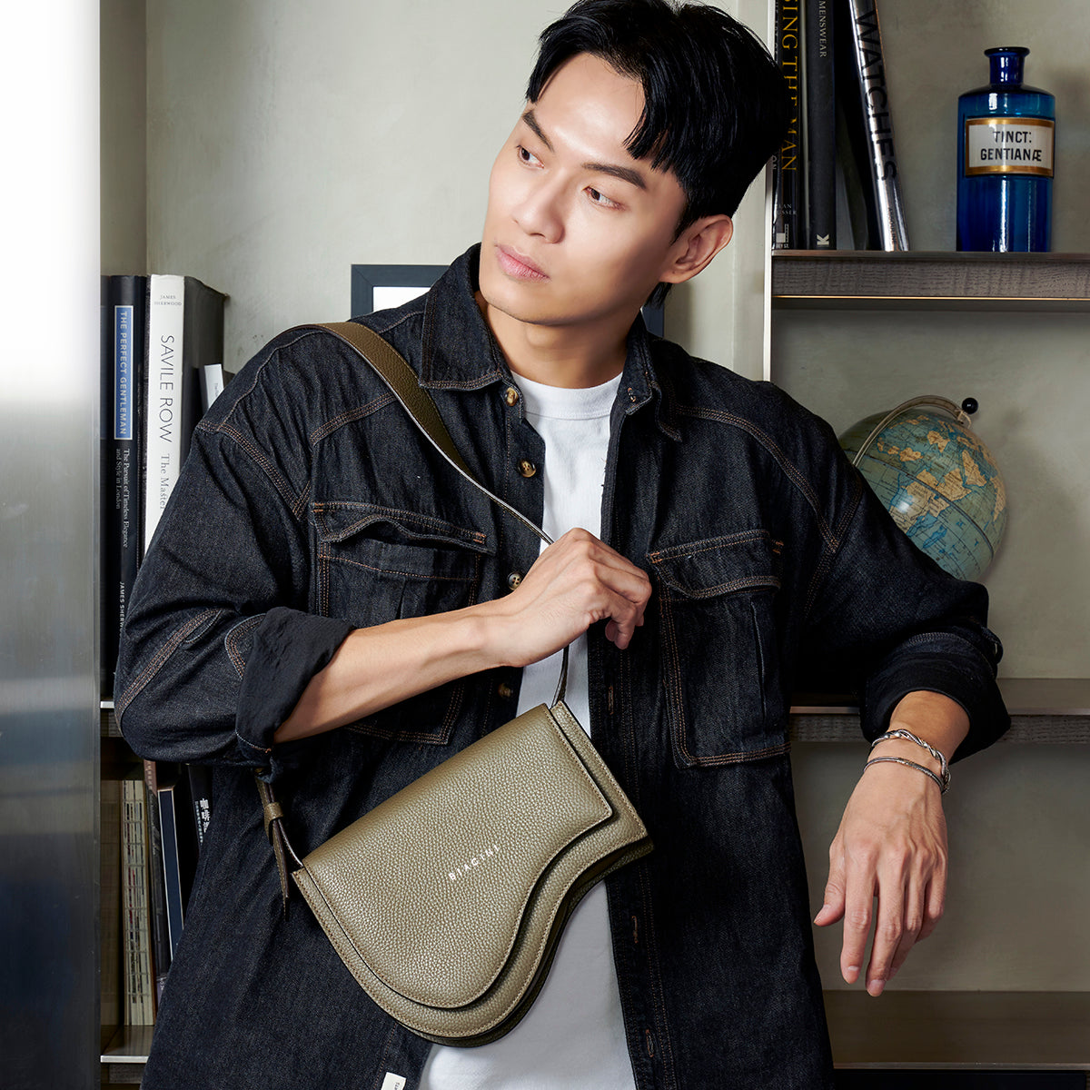 BIAGINI|馬鞍肩揹/斜揹包 (深棕綠)