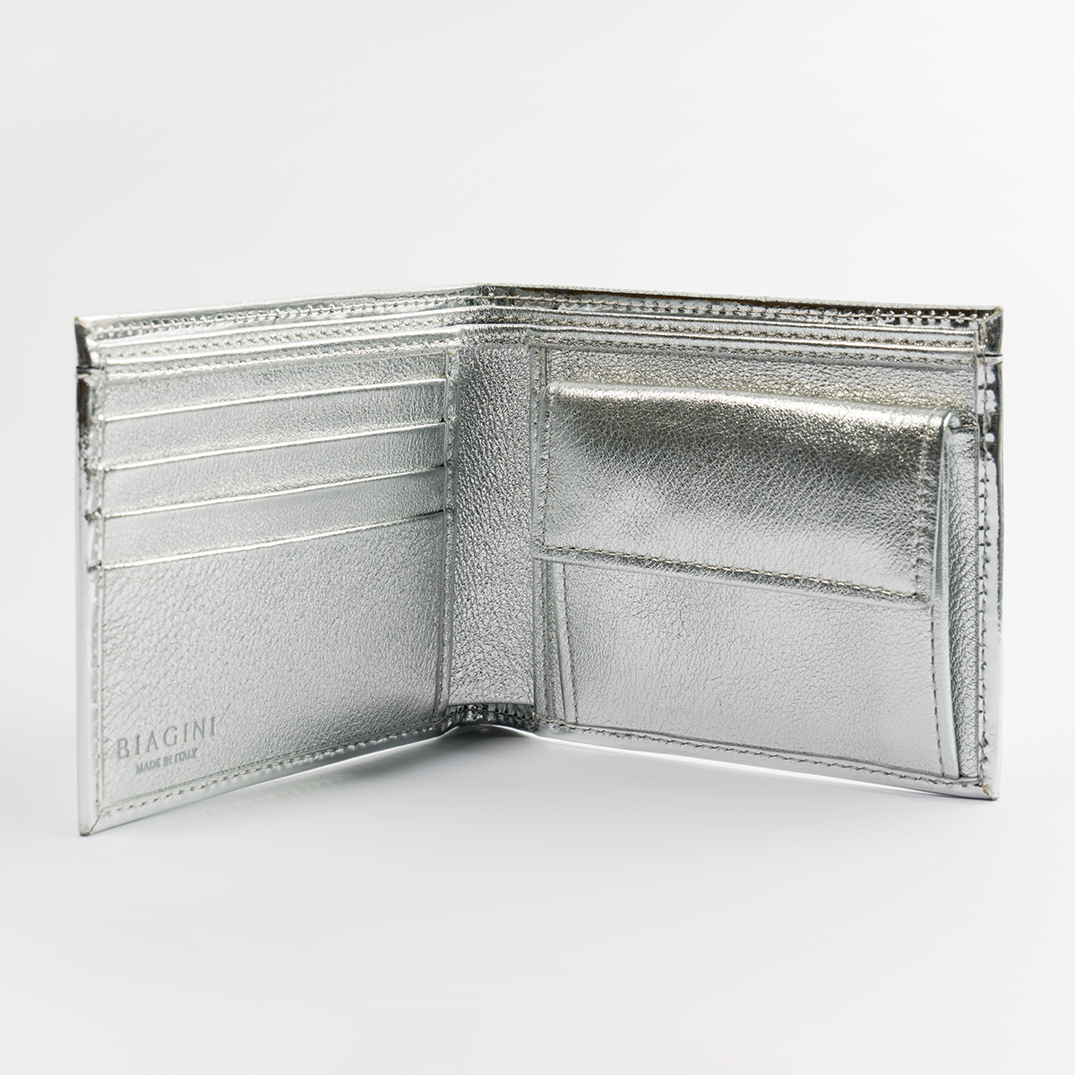 BIAGINI|經典皮夾 零錢夾層款 (太空銀)