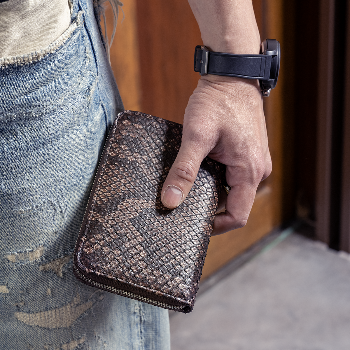 BIAGINI|Notte 皮革拉鍊中長夾 (夜行棕)