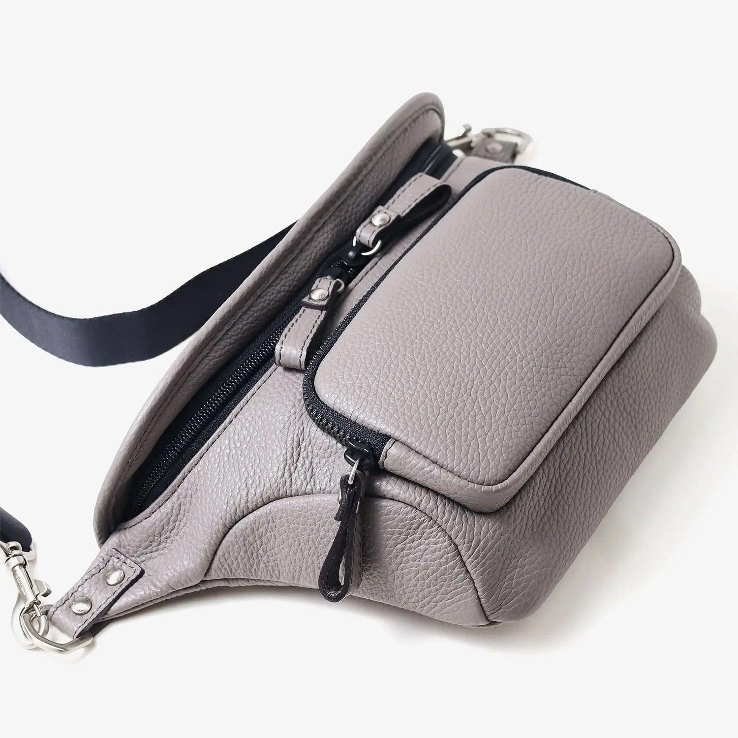 FUJITAKA|瀨尾浩司 旅行皮革腰包 (灰)