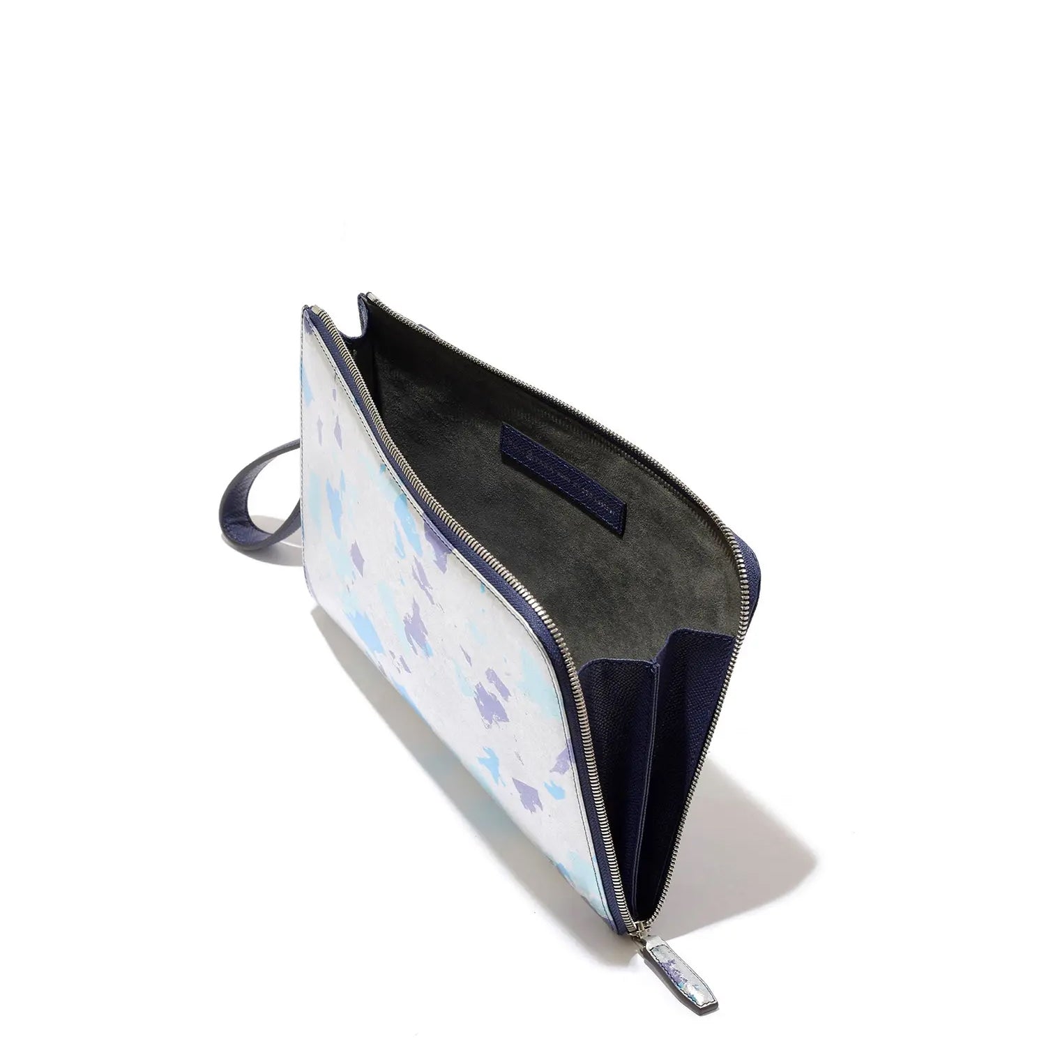 FUJITAKA| Haku B5 皮革手拿包 (銀/藍)