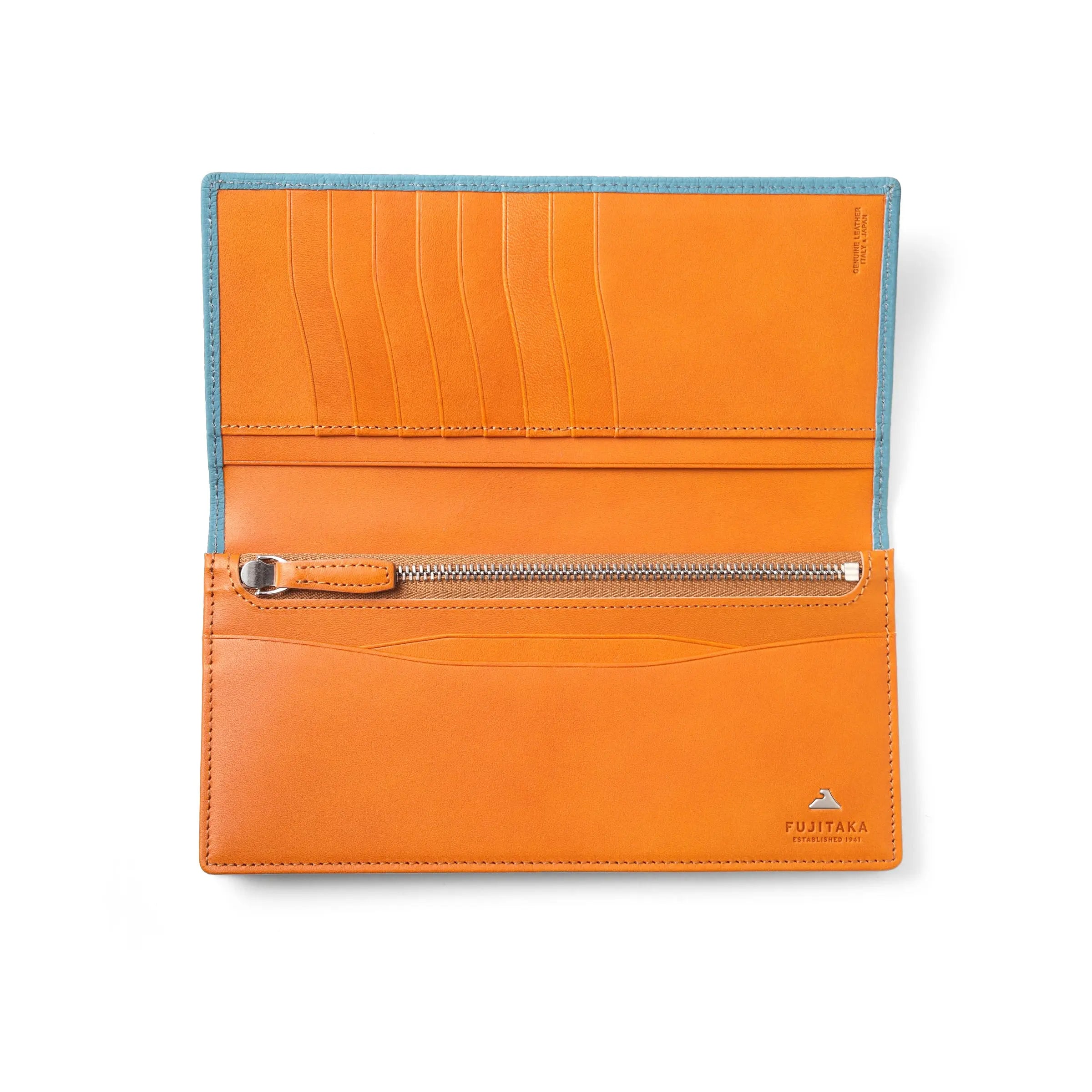 FUJITAKA|Mousse 翻蓋皮革長夾 (天空藍)
