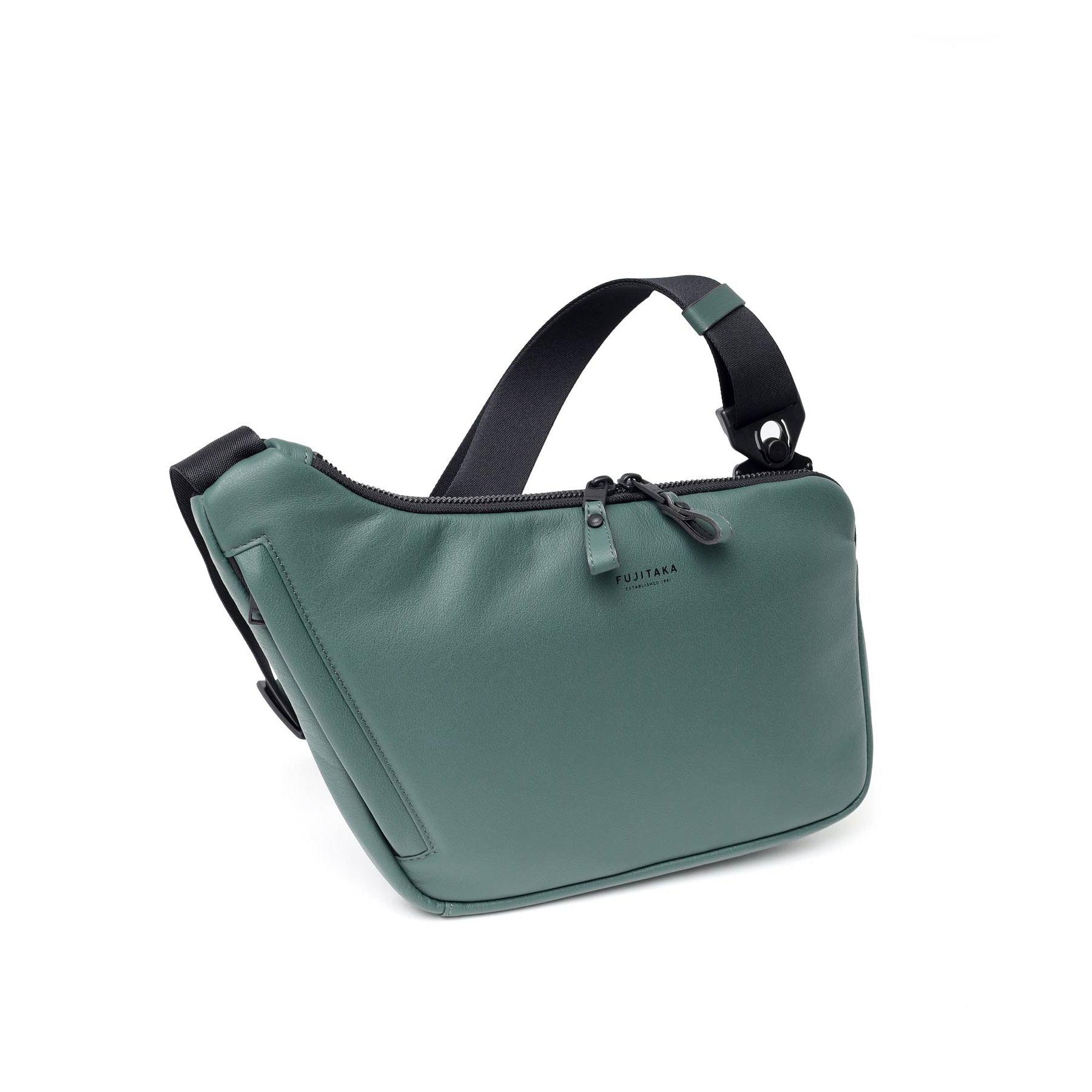 FUJITAKA|Locus 皮革不規則肩背包 (深綠)