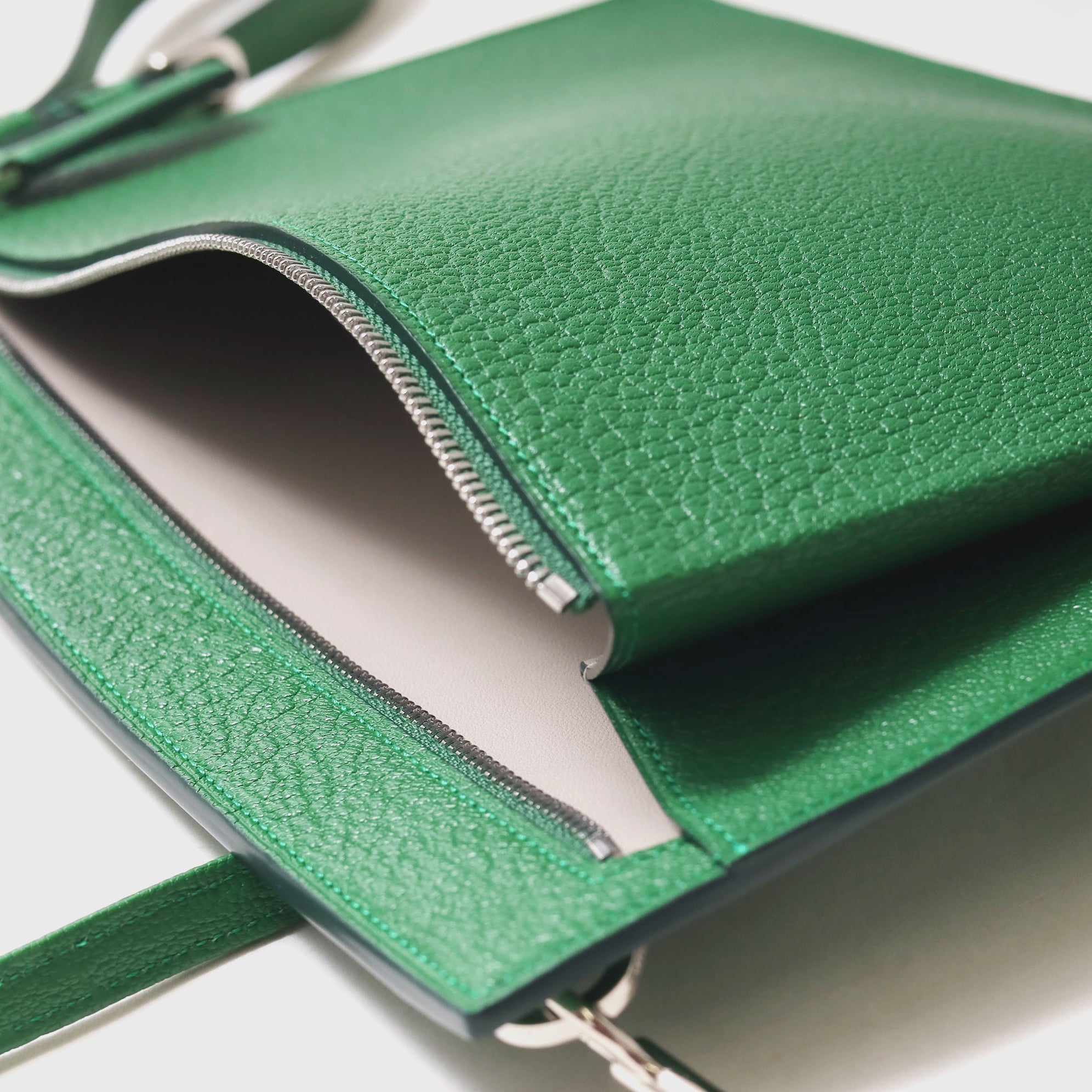 FUJITAKA|Chevre 山羊皮革手拿/單肩兩用包 (綠)