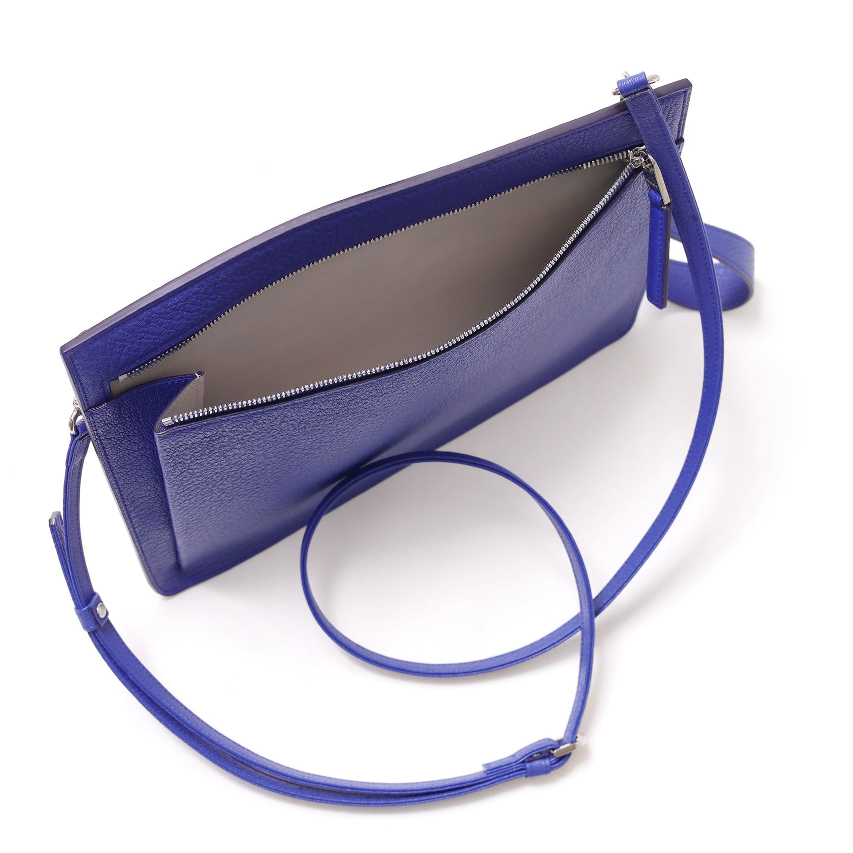 FUJITAKA|Chevre 山羊皮革手拿/單肩兩用包 (藍)