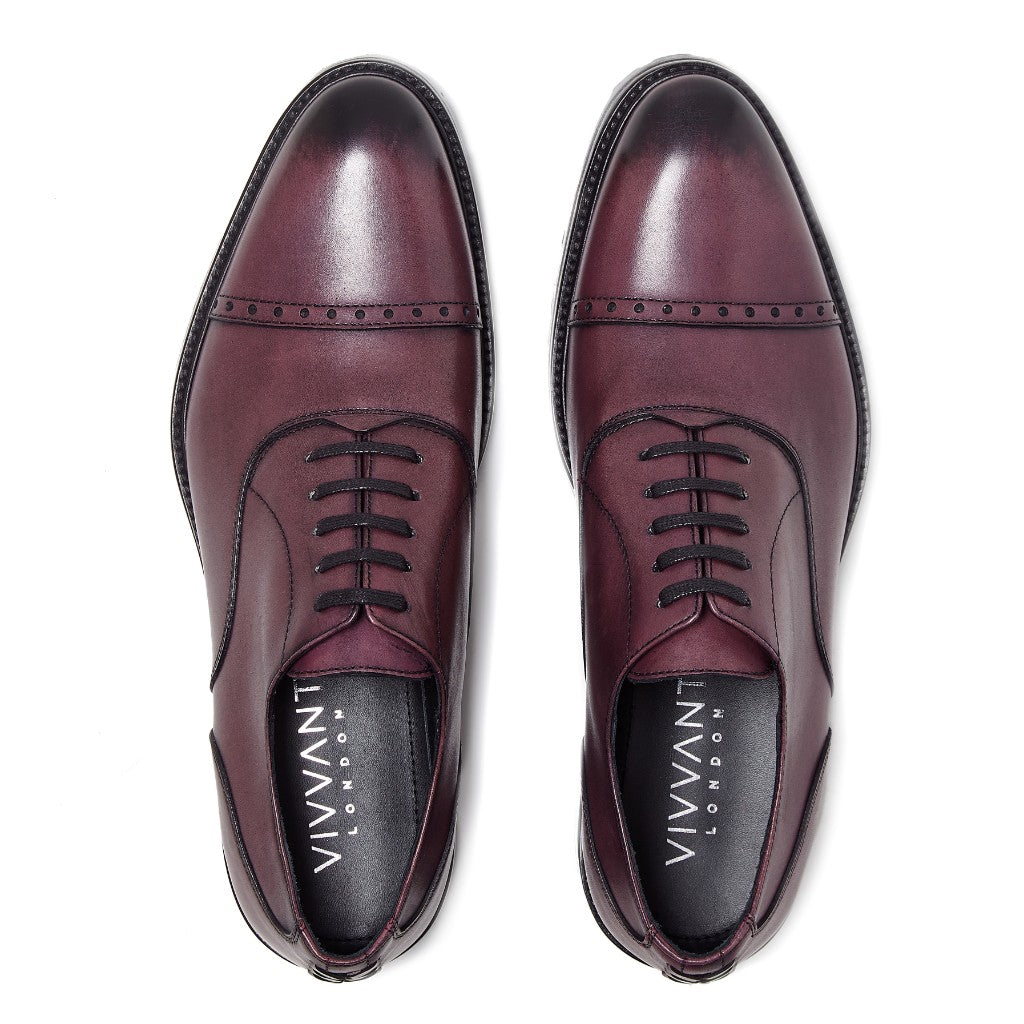 VIVVANT|Oliver紅酒色手工刷色牛津鞋