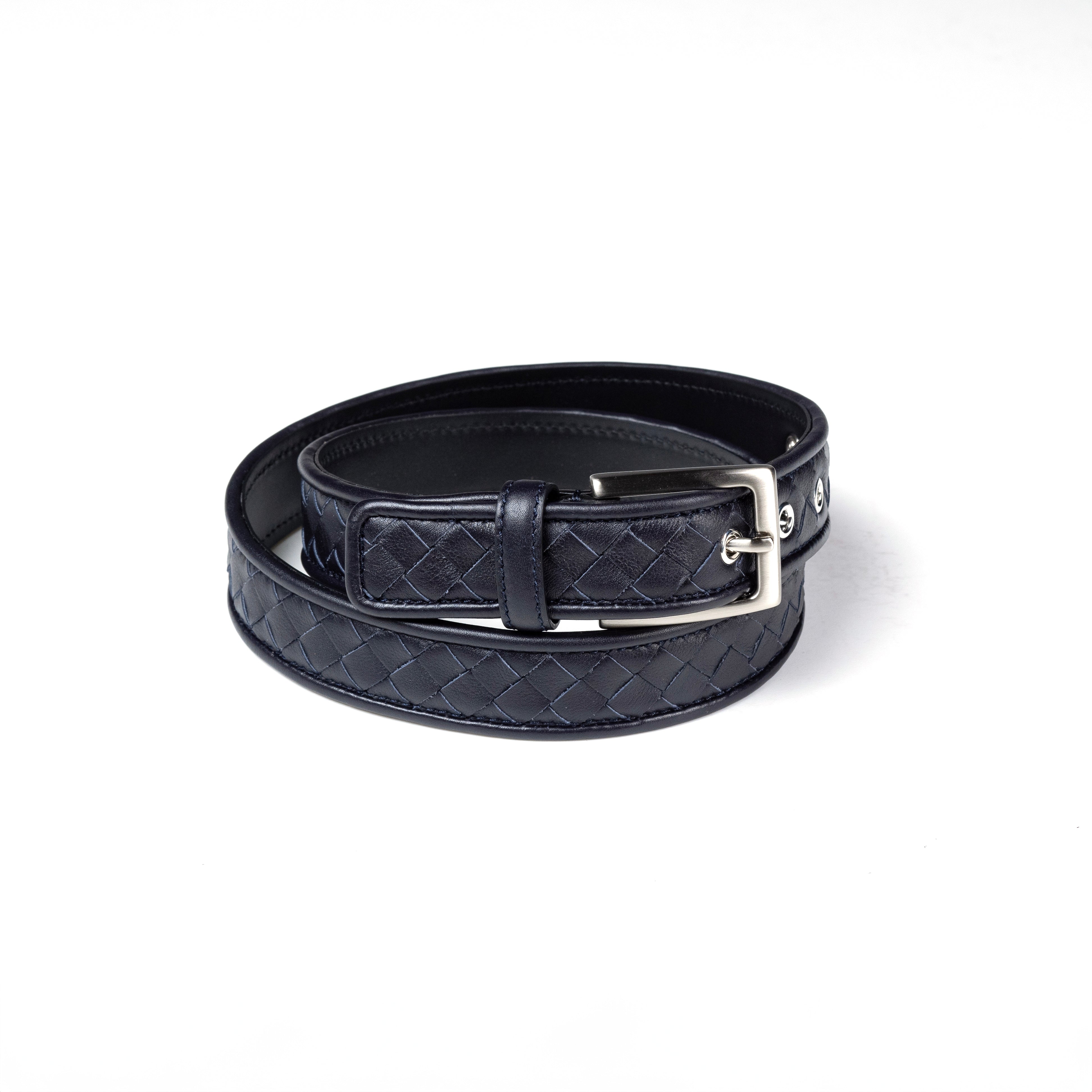 BIAGINI|皮革編織皮帶 (海軍藍)