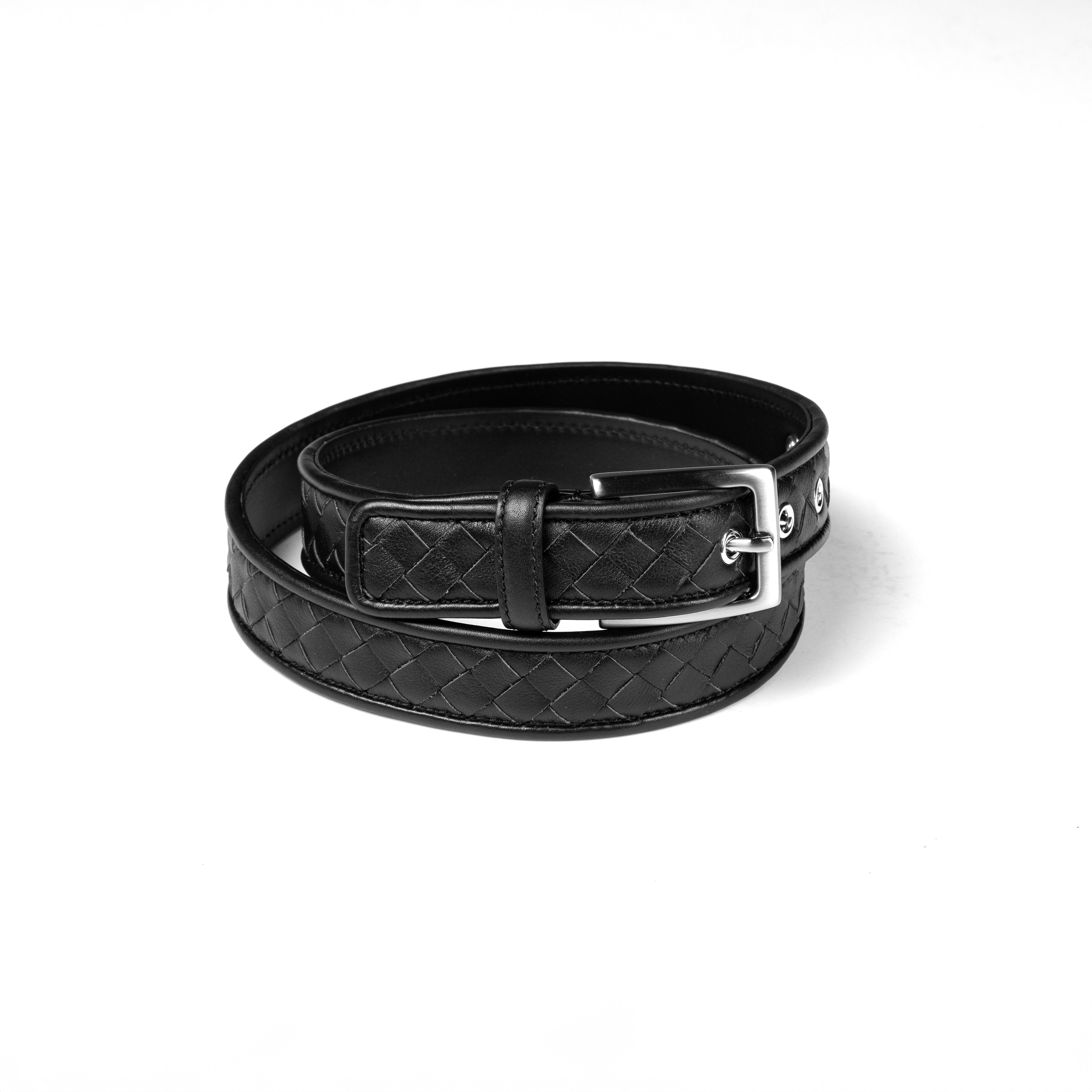 BIAGINI|皮革編織皮帶 (黑)