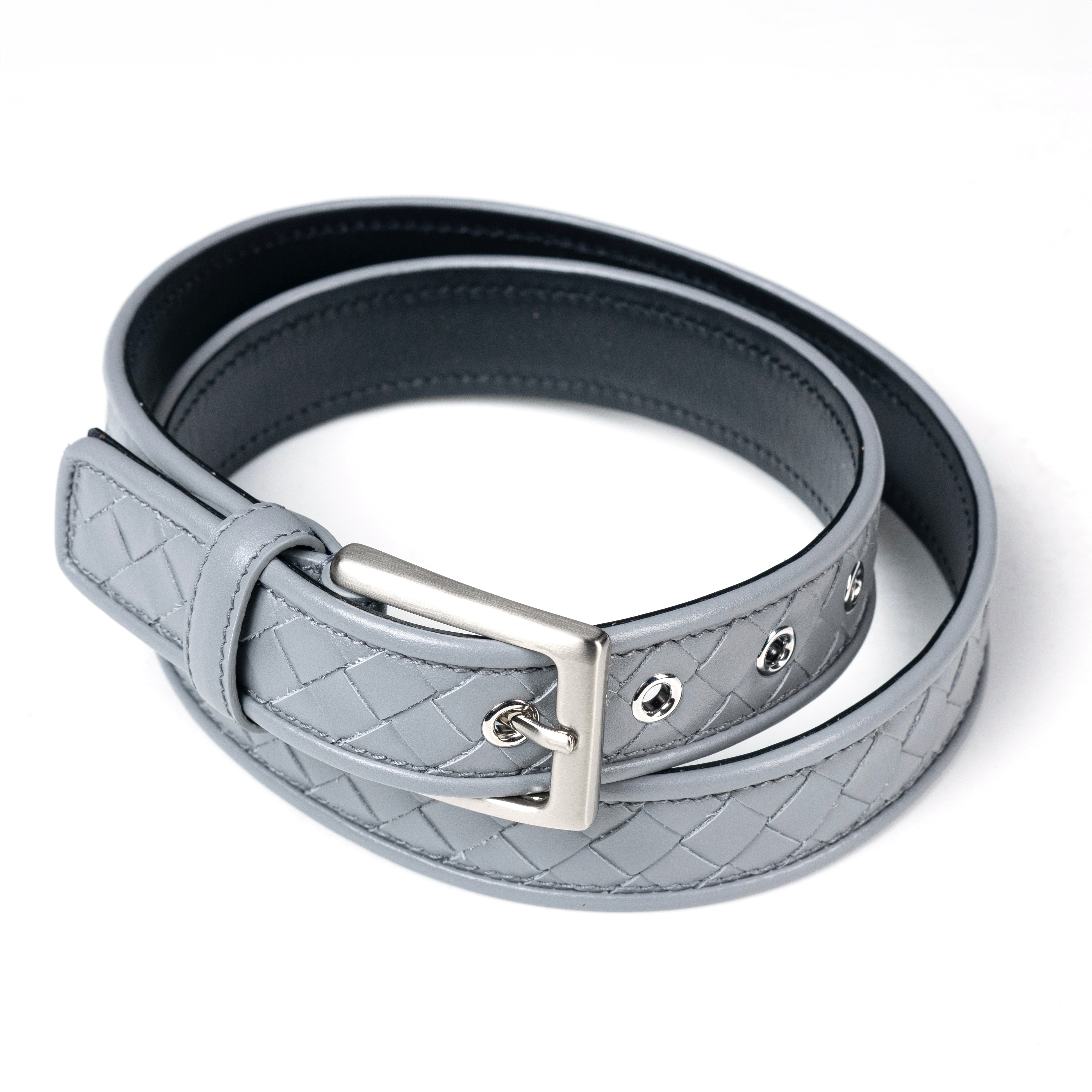 BIAGINI|皮革編織皮帶 (灰)