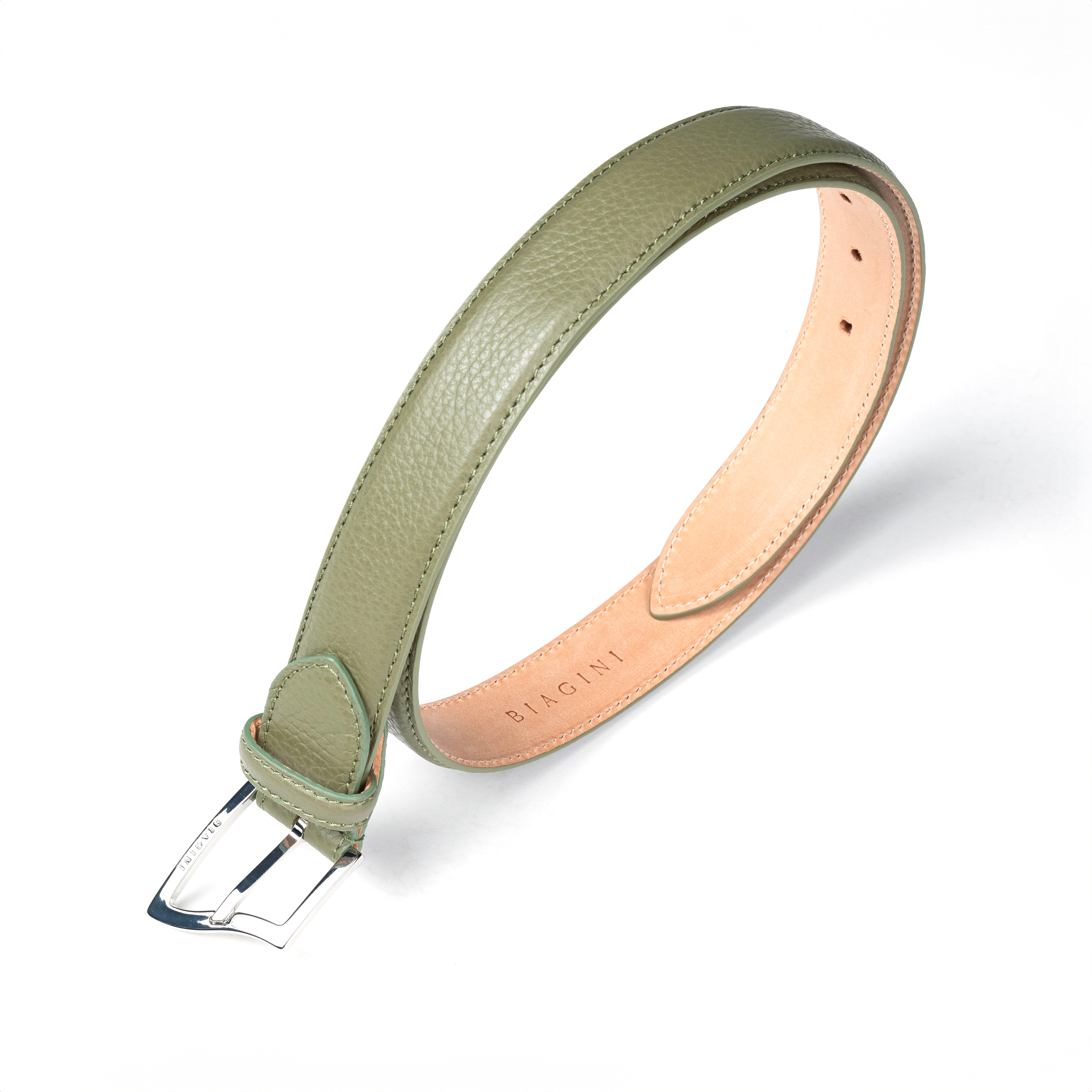 BIAGINI|經典波浪金屬釦皮帶 (綠)