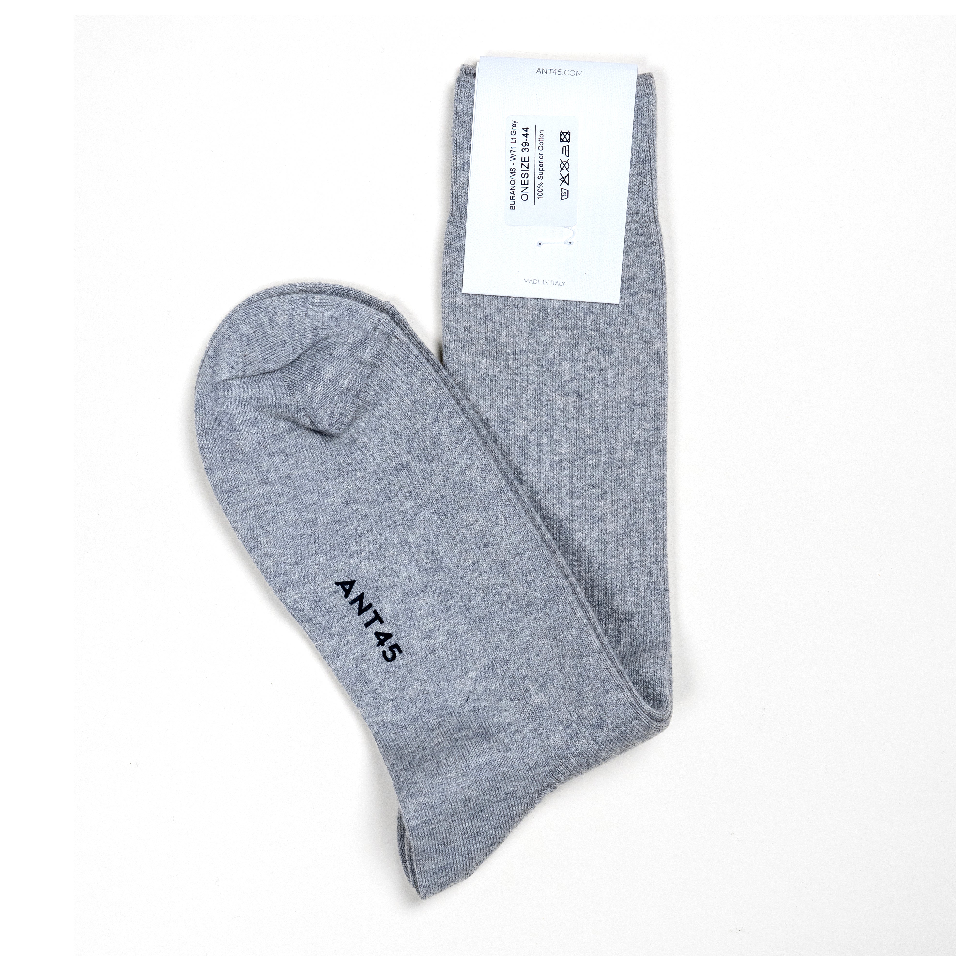 ANT45|Burano 特級棉質中筒襪 (灰色)
