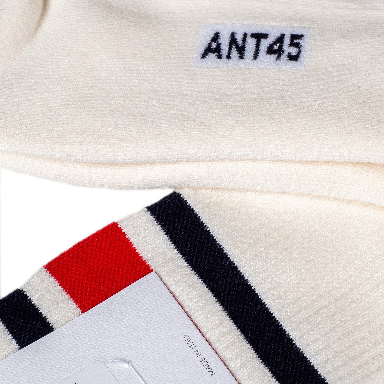 ANT45|Idaho 羅紋中筒襪 (紅/米白)