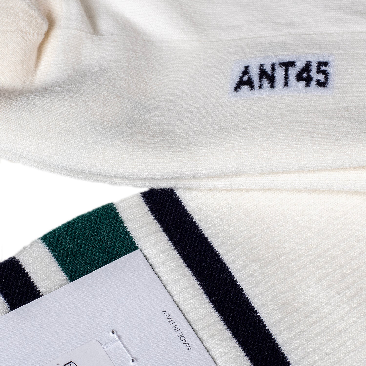 ANT45|Idaho 羅紋中筒襪 (深綠/米白)