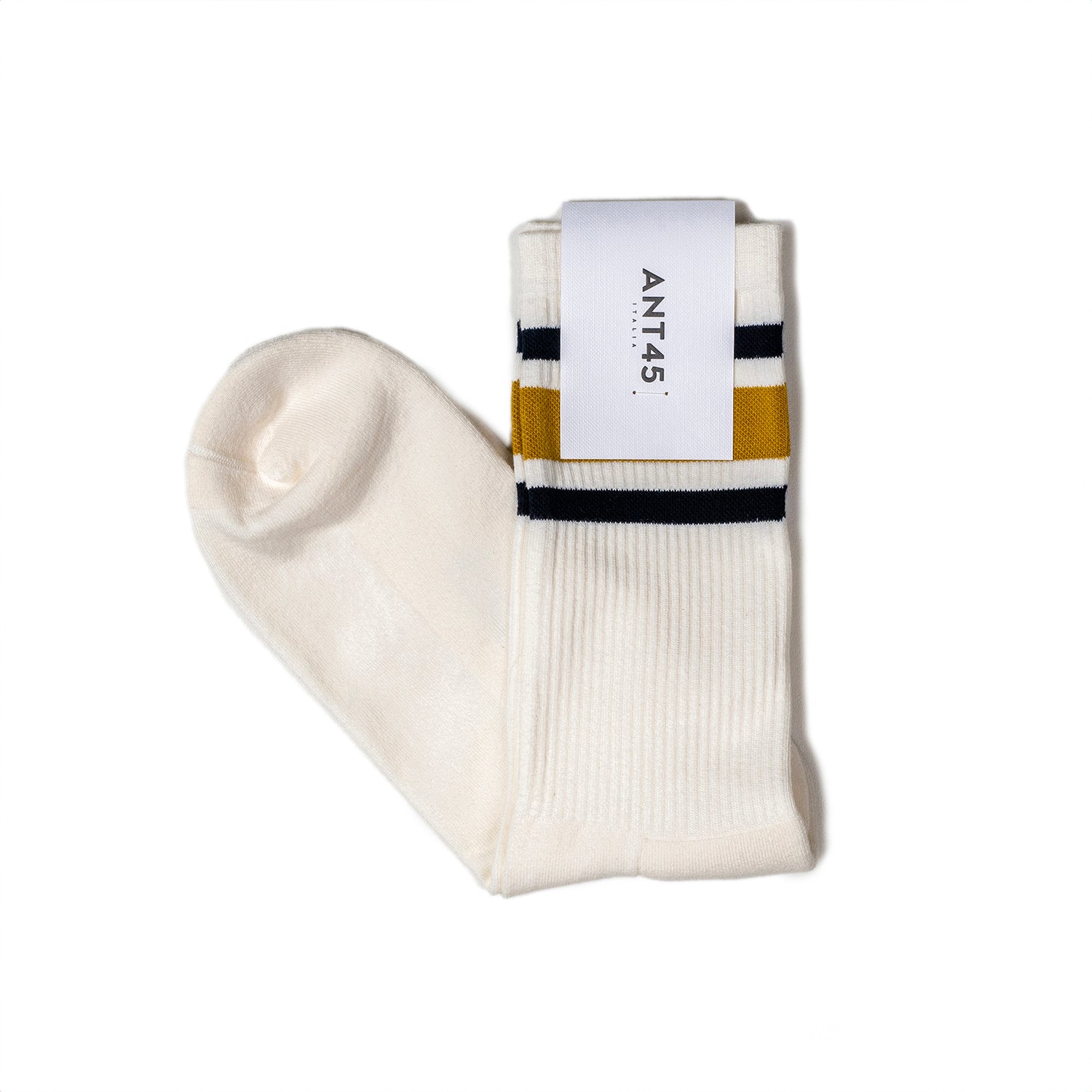 ANT45|Idaho 羅紋中筒襪 (黃/米白)