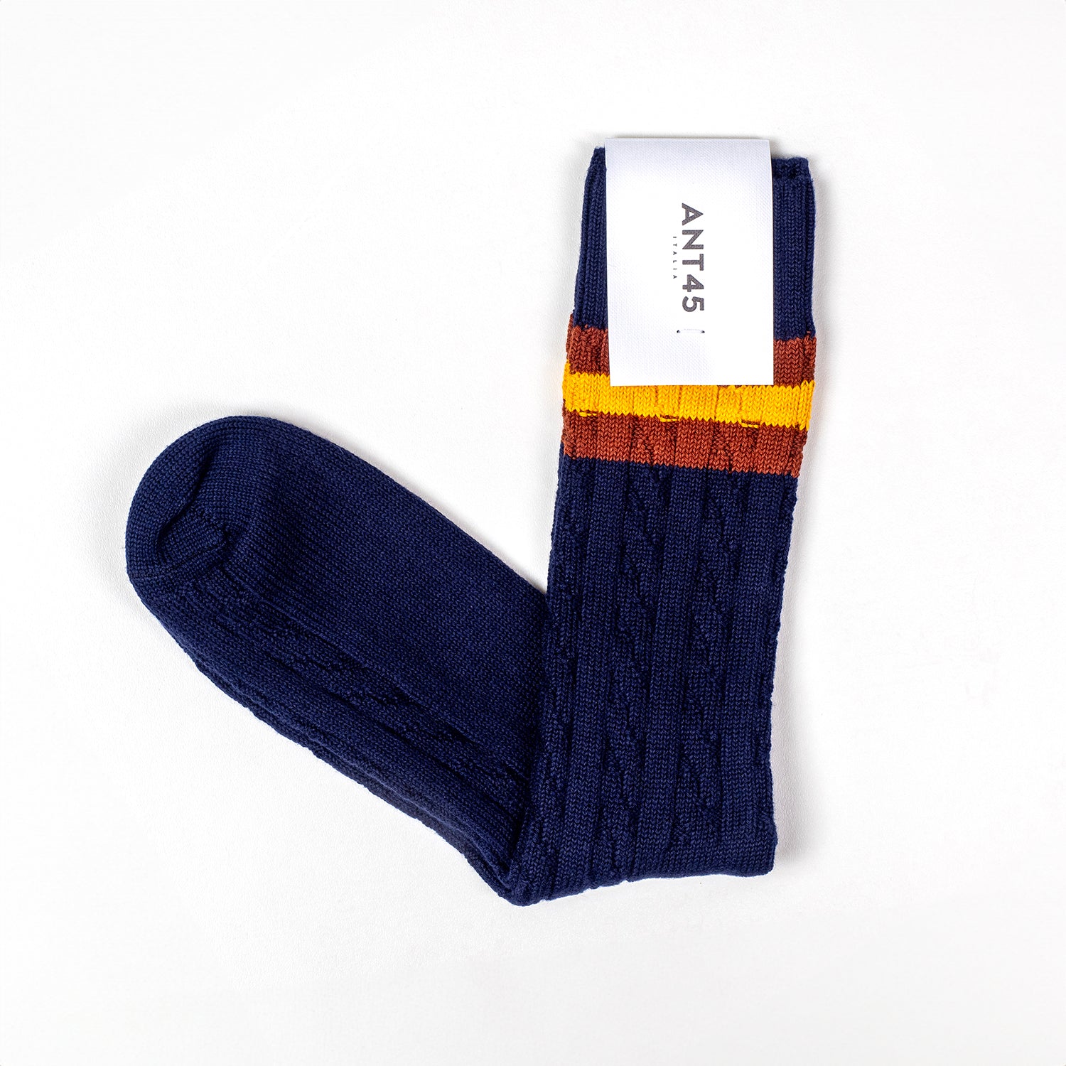 ANT45|Mull 特殊織紋中筒襪 (深藍)