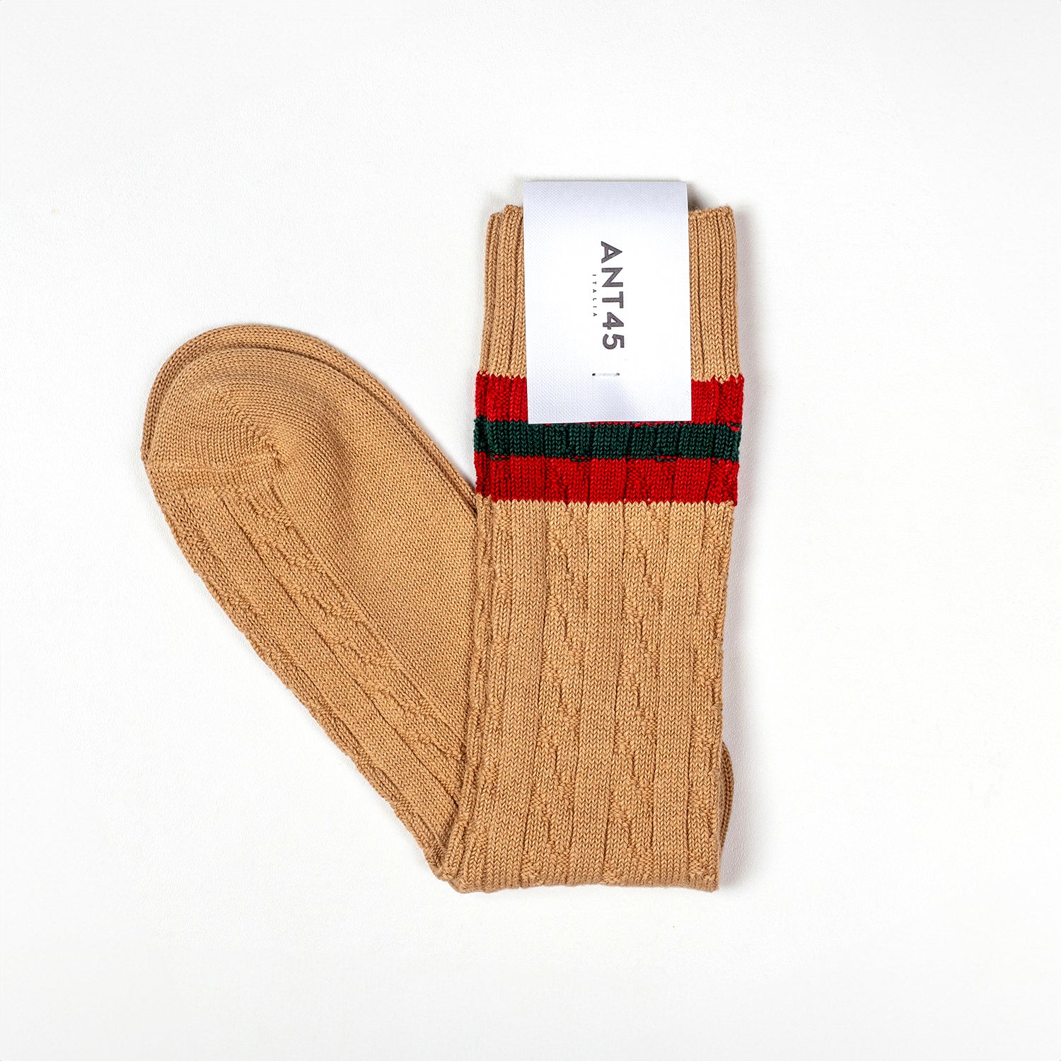 ANT45|Mull 特殊織紋中筒襪 (駝色)
