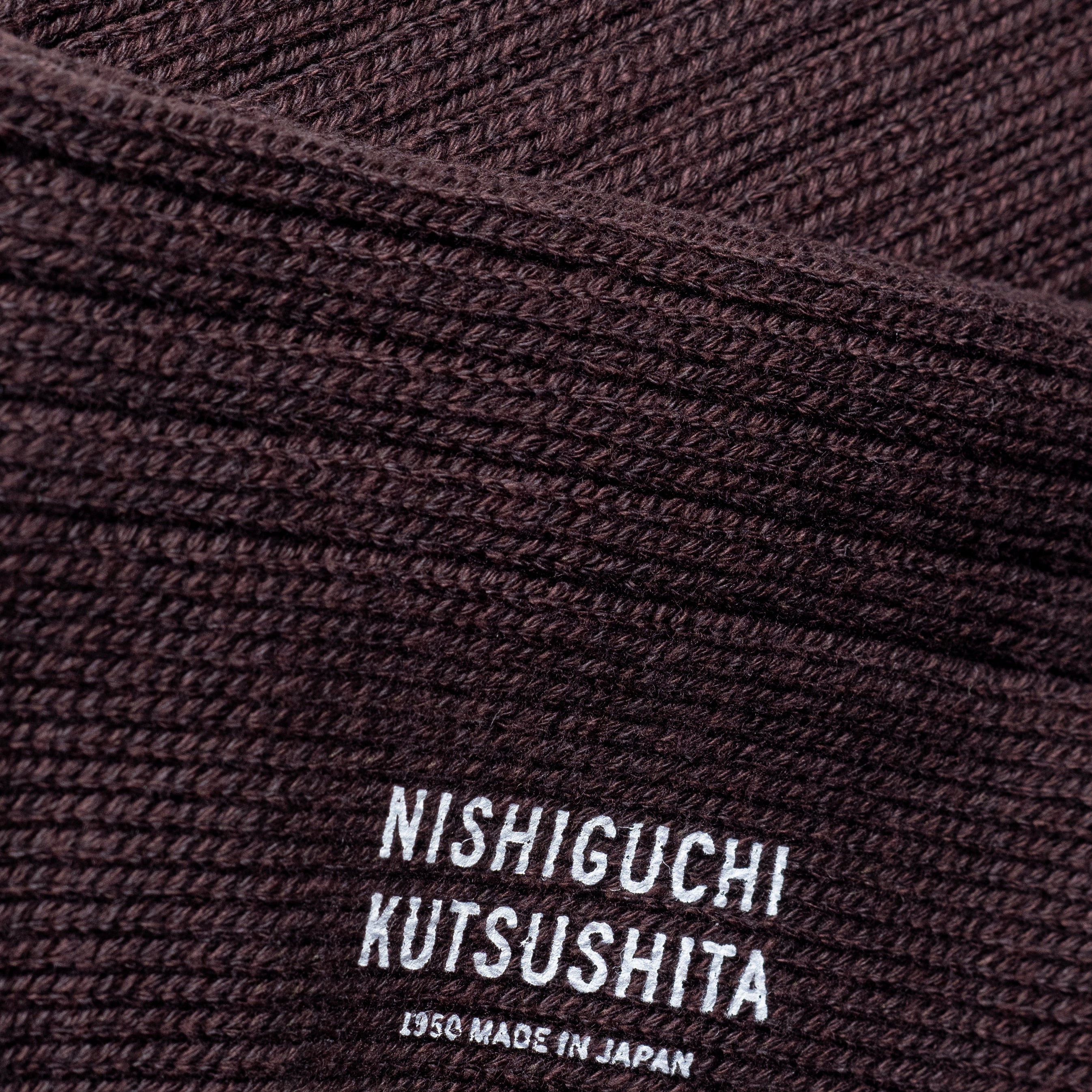 NISHIGUCHI KUTSUSHITA|奢華棉質羅紋襪 (深棕色)
