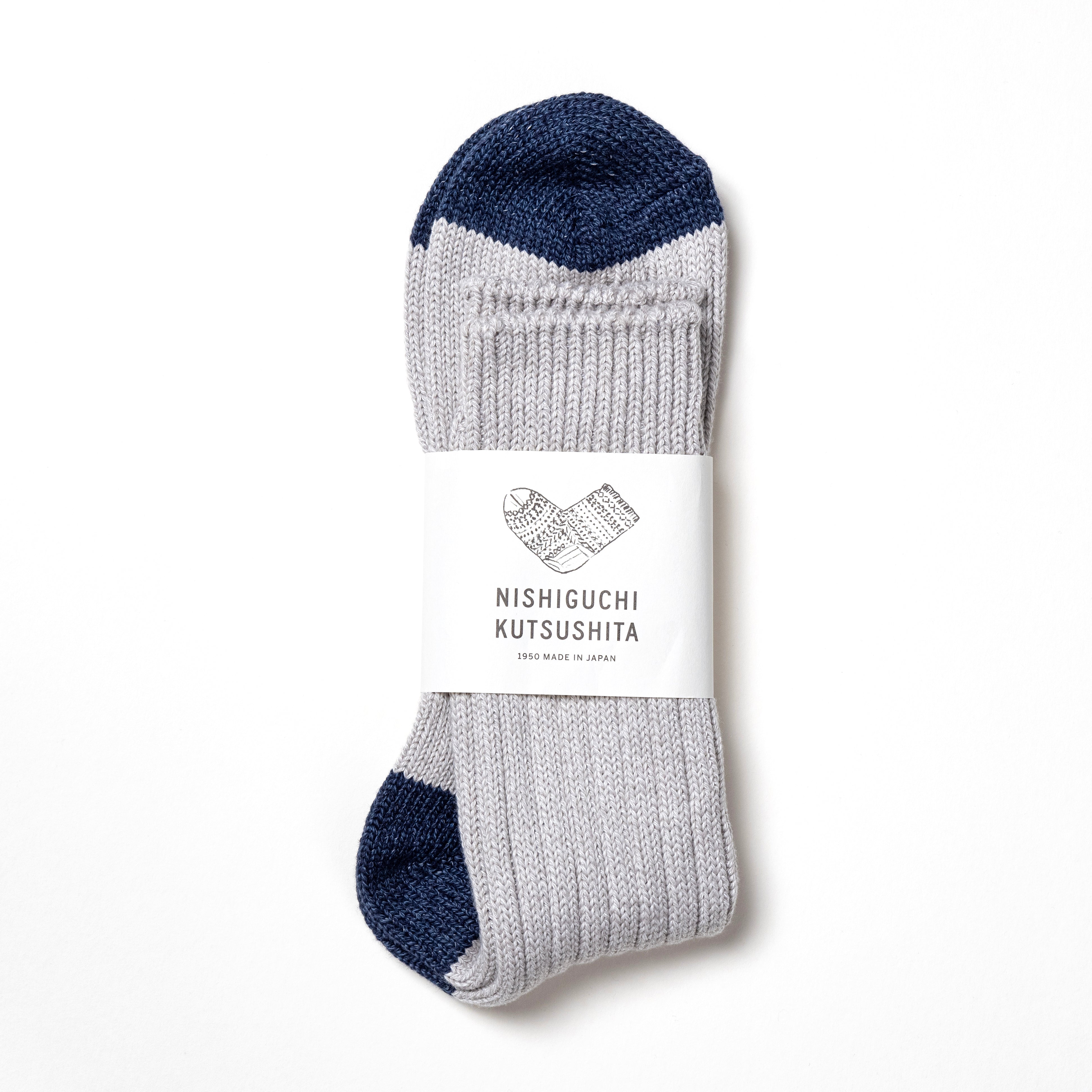 NISHIGUCHI KUTSUSHITA|奢華棉質羅紋襪 (淺灰)