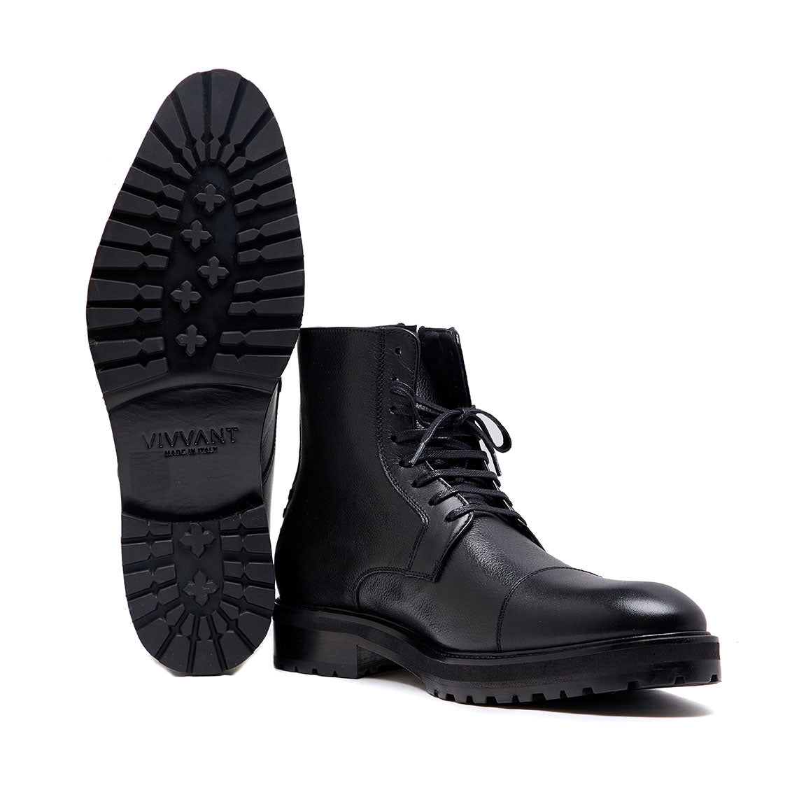 VIVVANT|Snowdon 黑色皮革軍靴