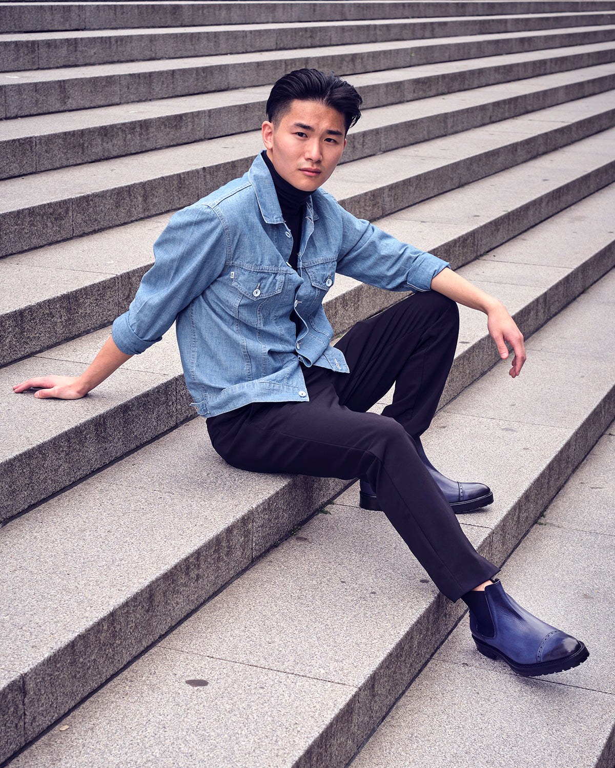 VIVVANT|Brion 深藍手工刷色雀爾西短靴