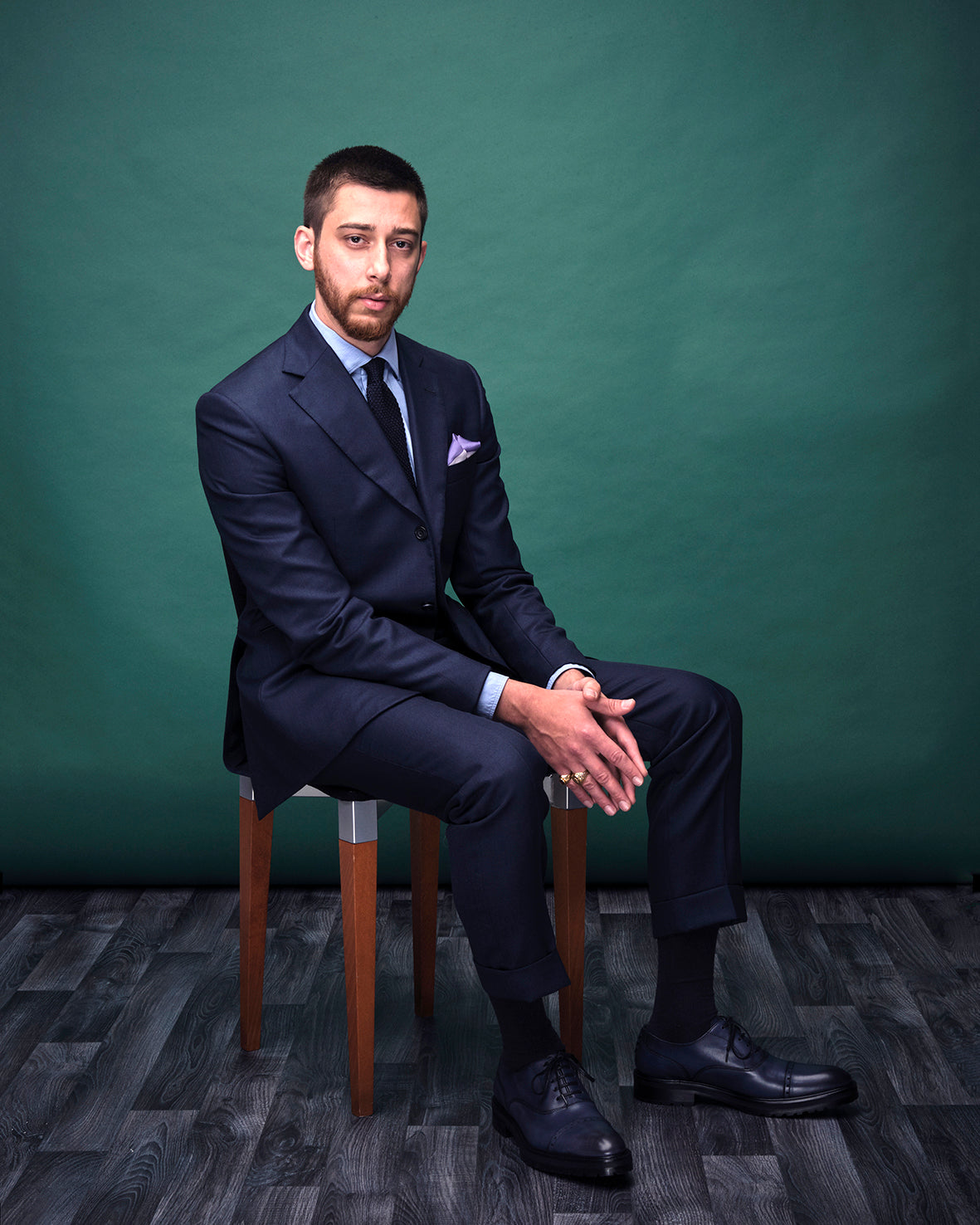 VIVVANT|Oliver深藍手工刷色牛津鞋