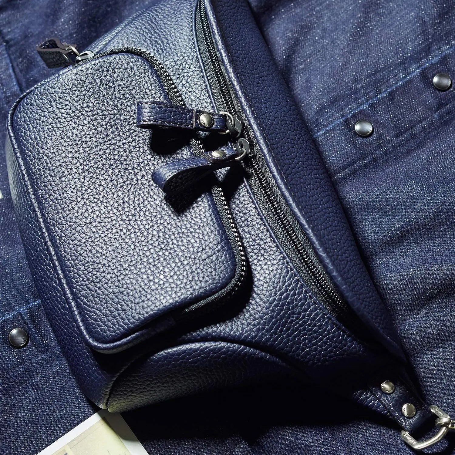 FUJITAKA|瀨尾浩司 旅行皮革腰包 (深藍)