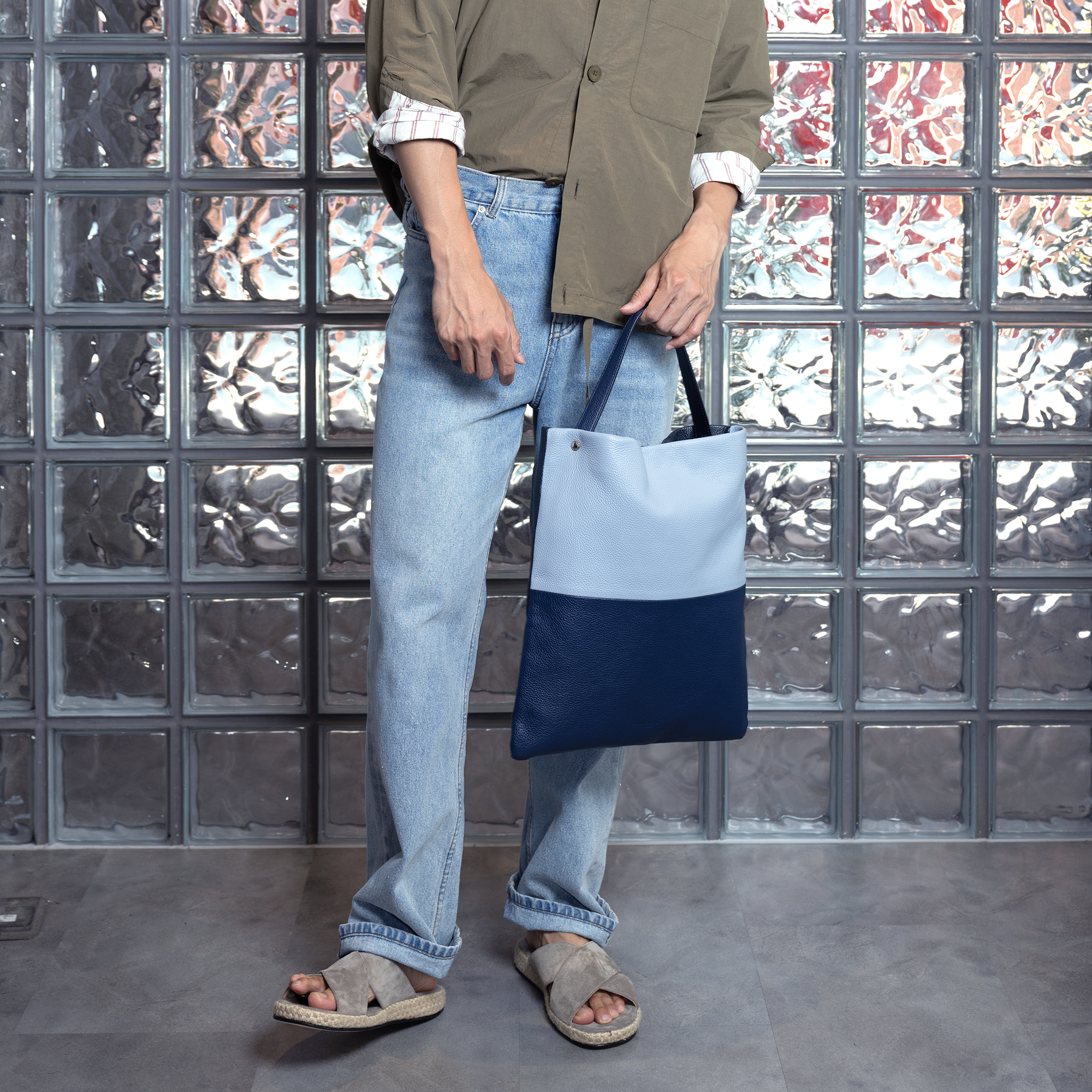 FUJITAKA｜Seam A4 輕鬆簡單托特包 (深藍/淺藍)