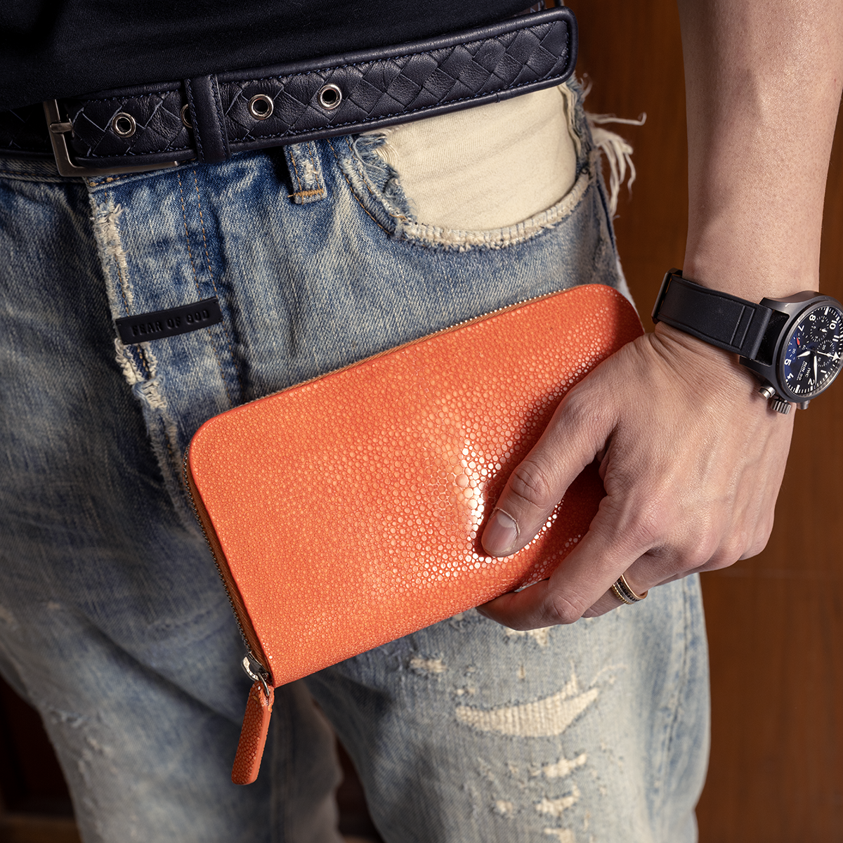 BIAGINI｜Oceano 皮革拉鍊長夾 (血橙）