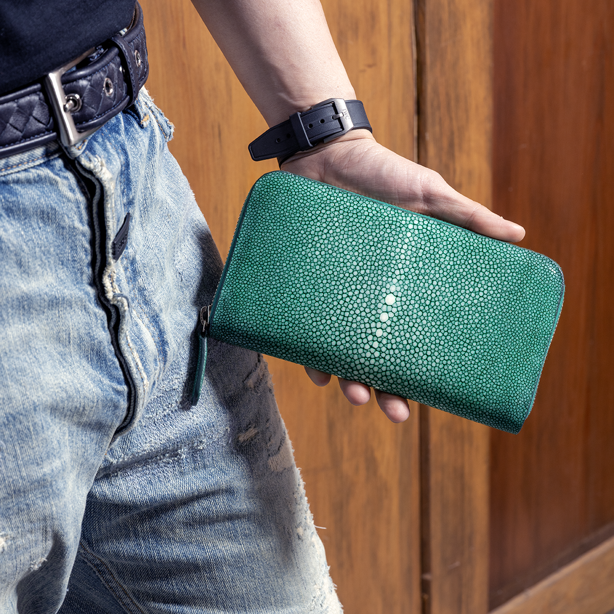 BIAGINI｜Oceano 皮革拉鍊長夾 (祖母綠）