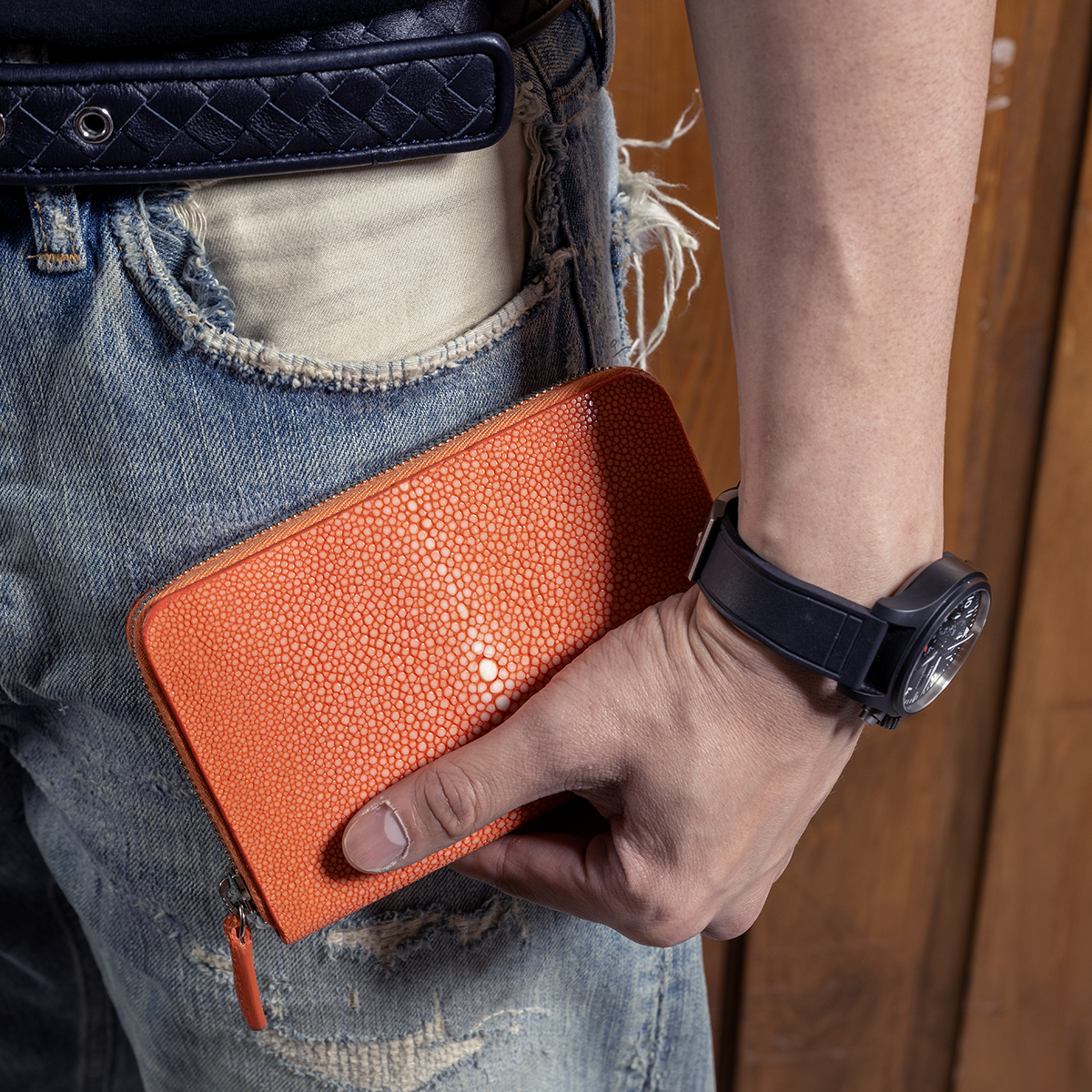 BIAGINI｜Oceano 皮革拉鍊中長夾 (地中海紅橙)