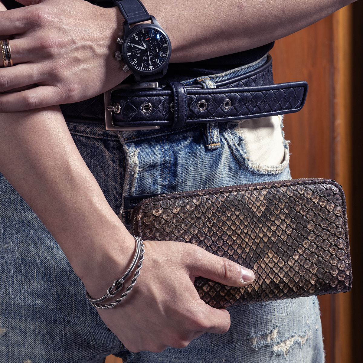 BIAGINI｜Notte 皮革拉鍊長夾 (夜行棕）