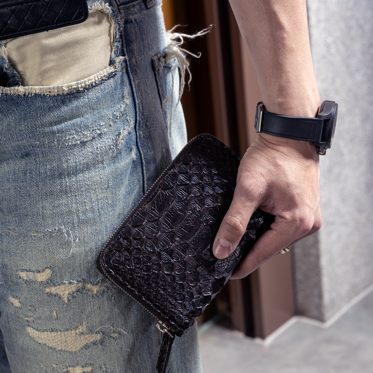 BIAGINI｜Notte 皮革拉鍊中長夾 (深邃棕）