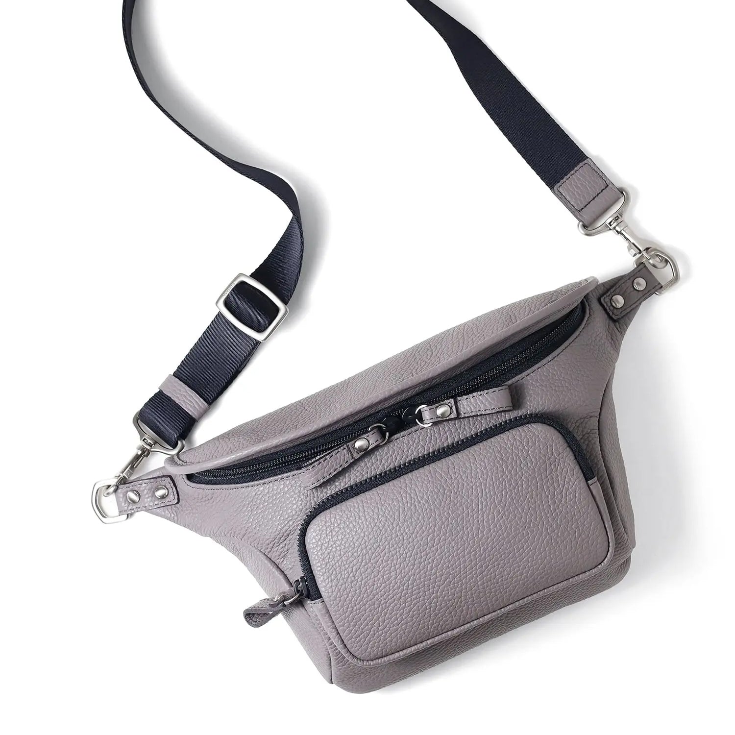 FUJITAKA｜瀨尾浩司 旅行皮革腰包 (灰)