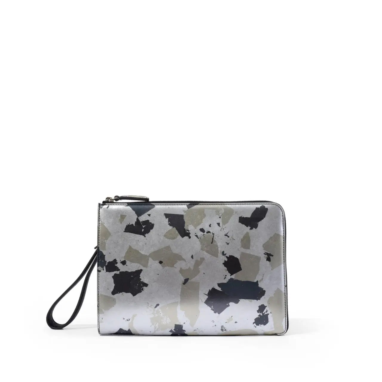 FUJITAKA｜ Haku B5 皮革手拿包 (銀/黑）