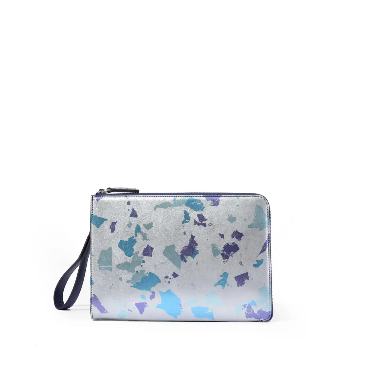 FUJITAKA｜ Haku B5 皮革手拿包 (銀/藍）