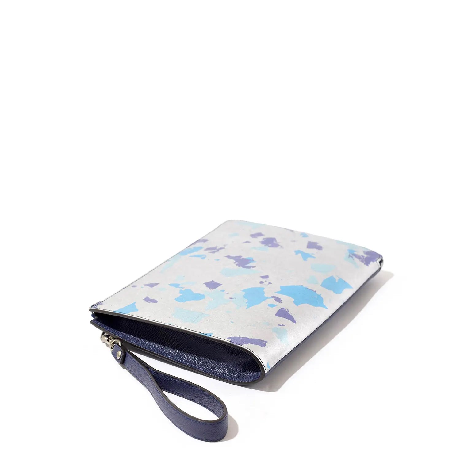 FUJITAKA｜ Haku B5 皮革手拿包 (銀/藍）