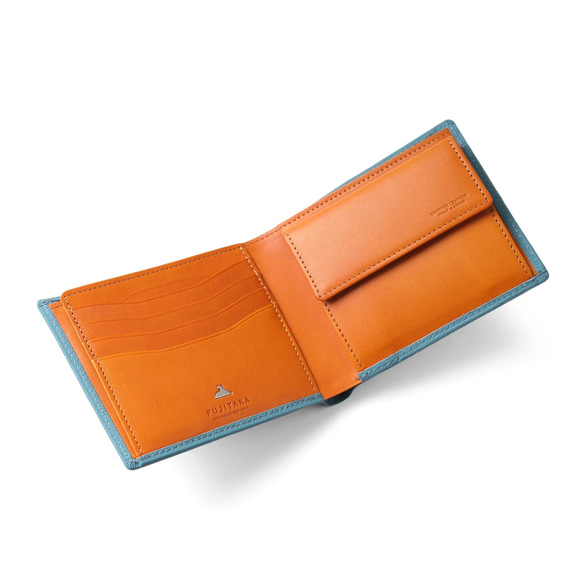 FUJITAKA｜Mousse 對摺短夾 (天空藍）