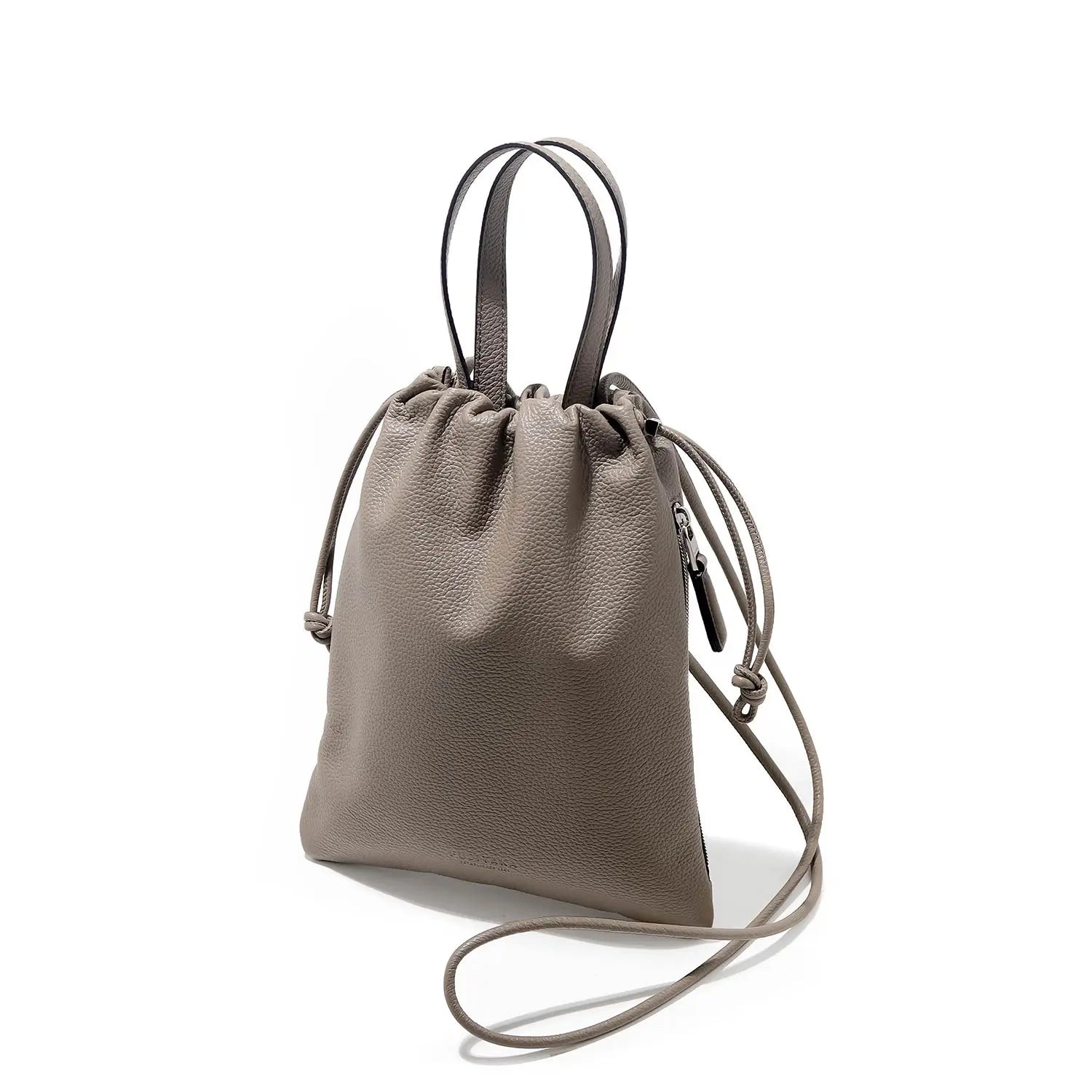 FUJITAKA｜Fino 皮革抽繩迷你包 (卡其棕)