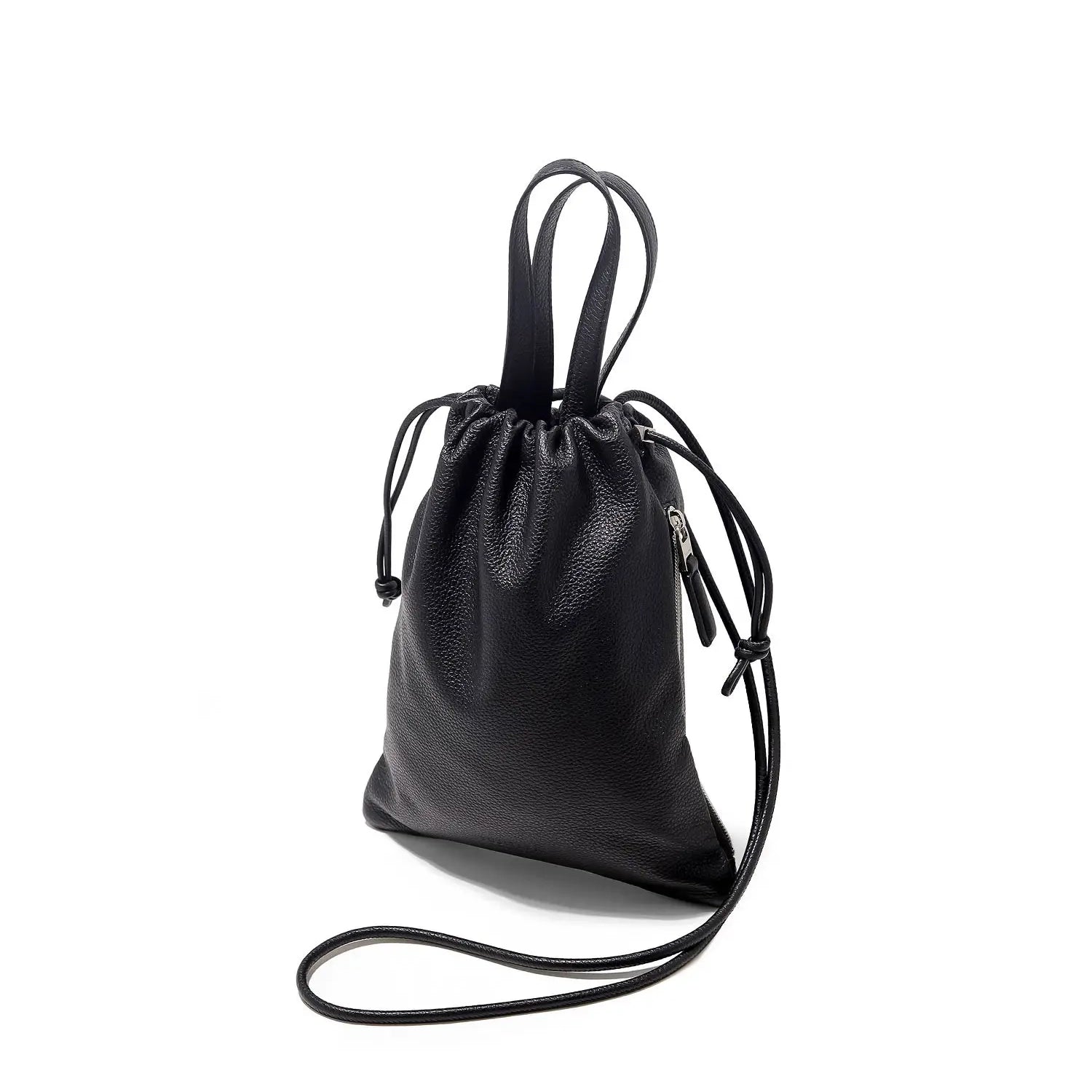 FUJITAKA｜Fino 皮革抽繩迷你包 (黑)