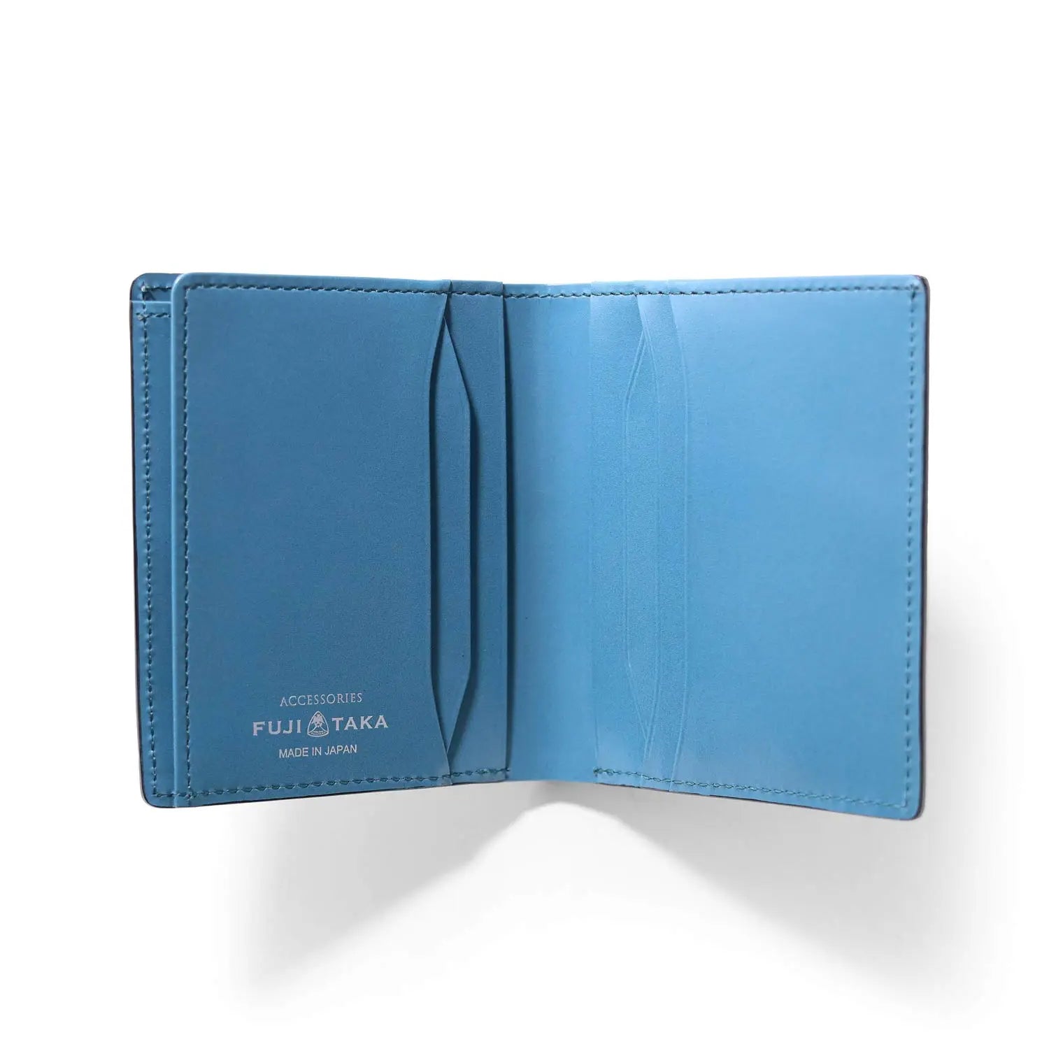 FUJITAKA｜Bubble 柔軟皮革對摺短夾 (藍）