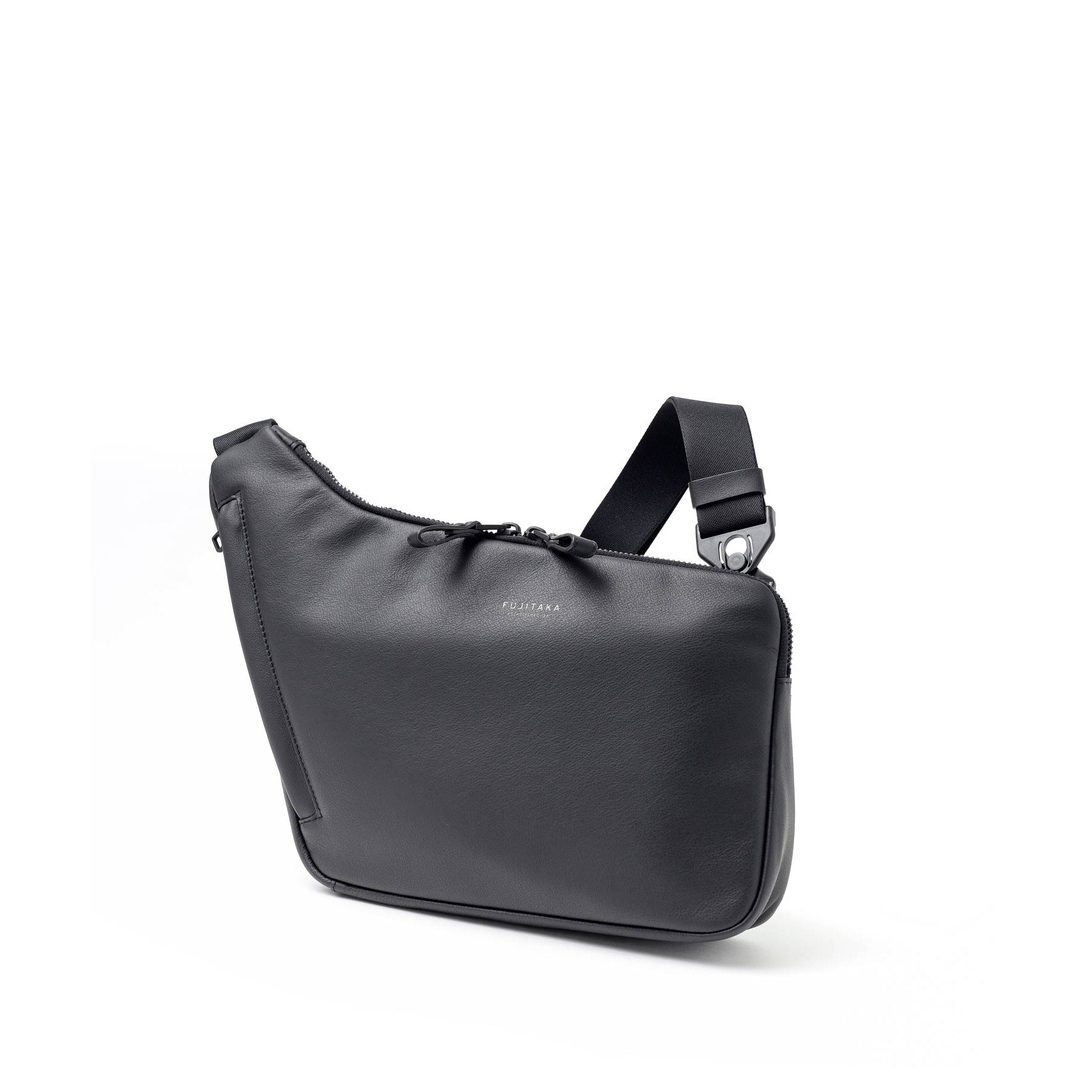 FUJITAKA｜Locus 皮革不規則肩背包 (黑)