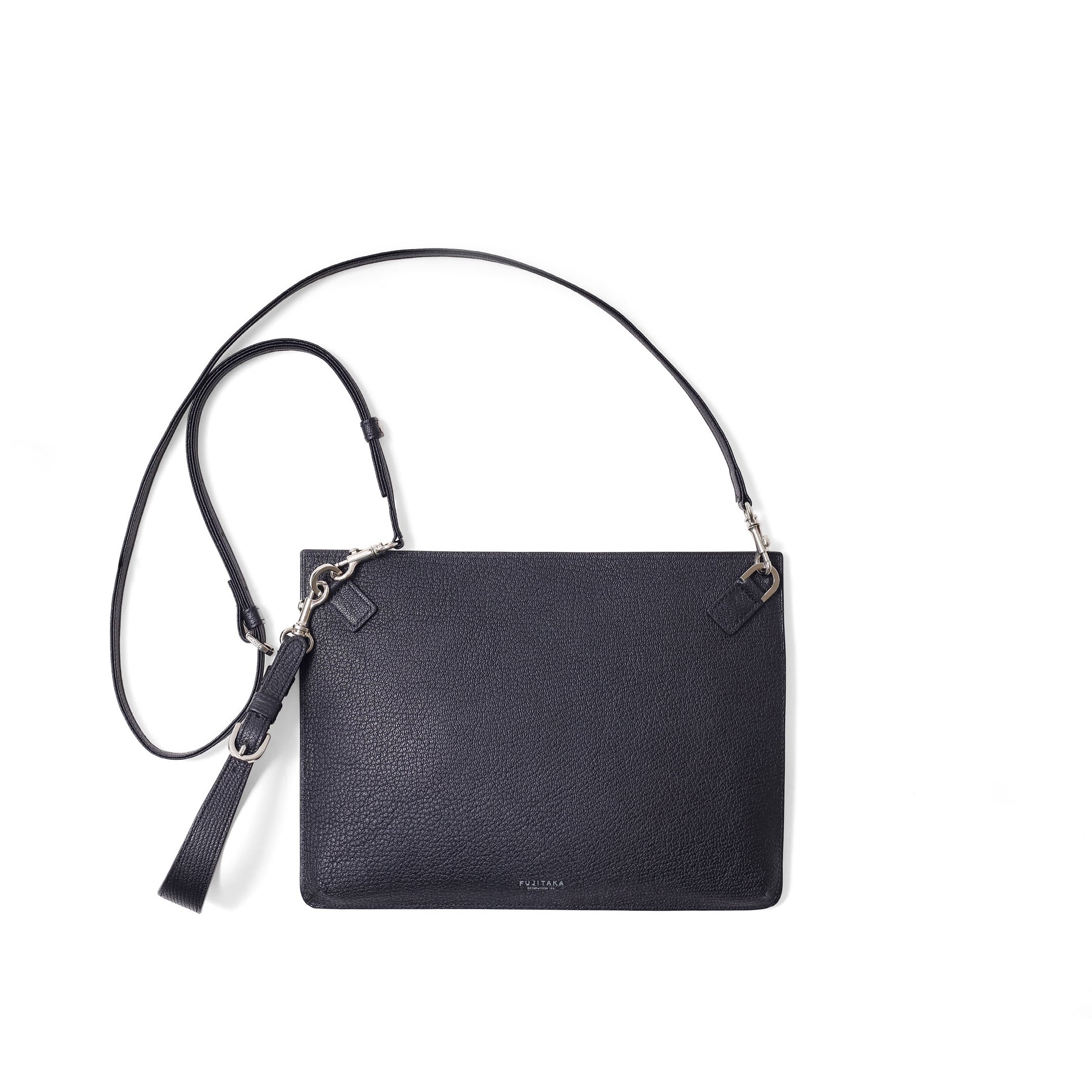 FUJITAKA｜Chevre 山羊皮革手拿/單肩兩用包 (黑)