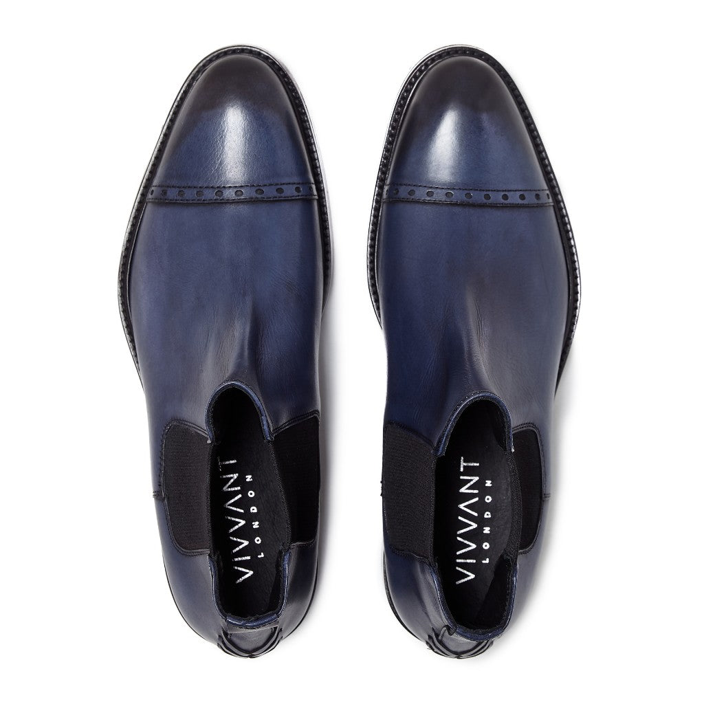 VIVVANT｜Brion 深藍手工刷色雀爾西短靴