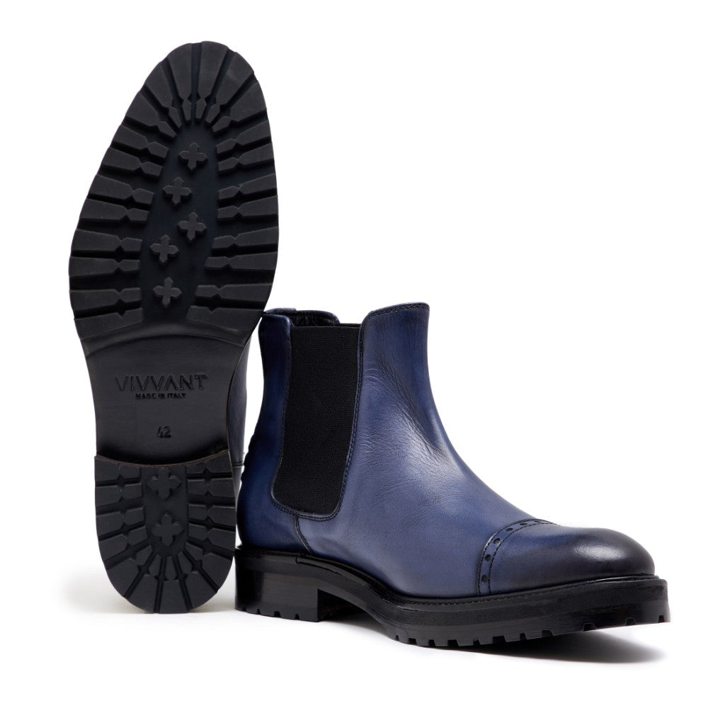 VIVVANT｜Brion 深藍手工刷色雀爾西短靴