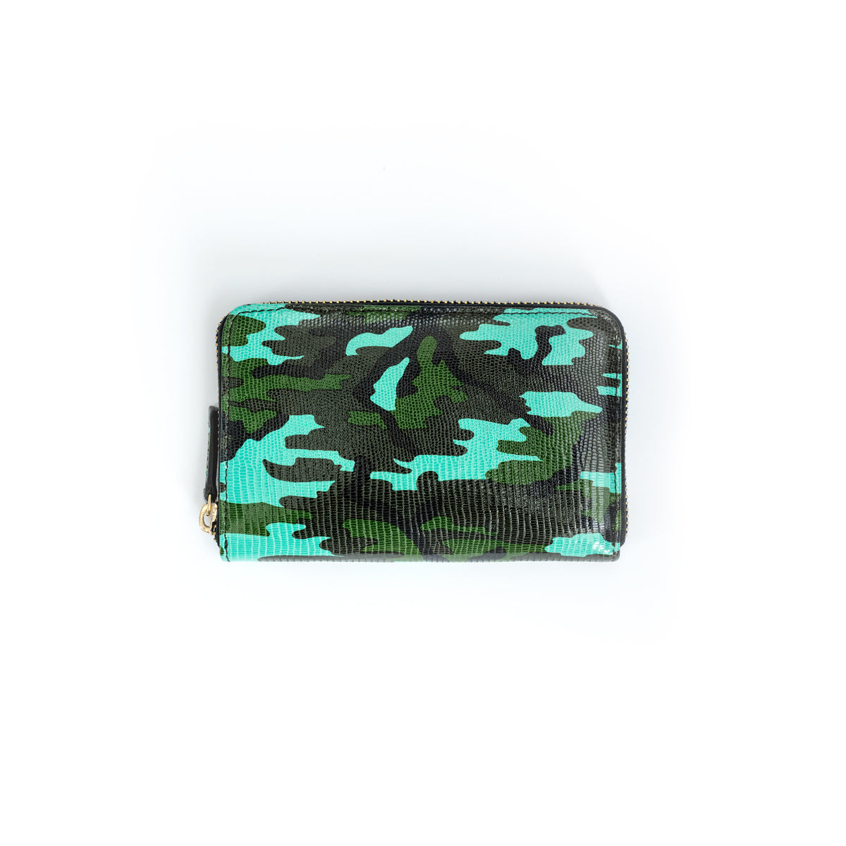 BIAGINI｜Camouflage 皮革拉鍊中長夾 (迷彩綠)