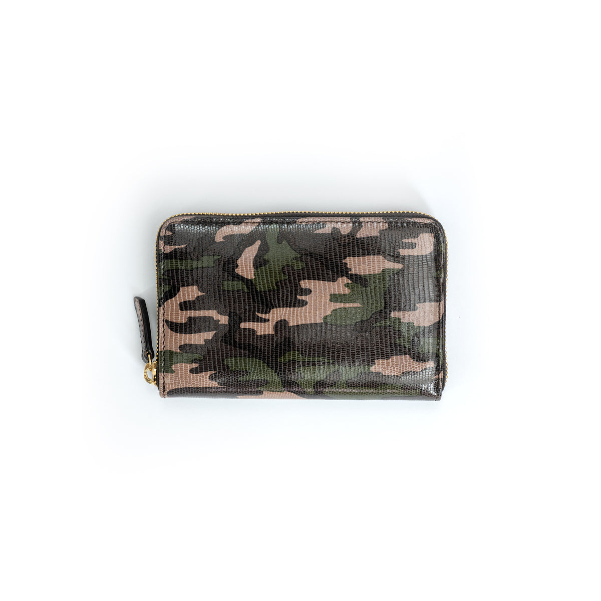 BIAGINI｜Camouflage 皮革拉鍊中長夾 (迷彩卡其)