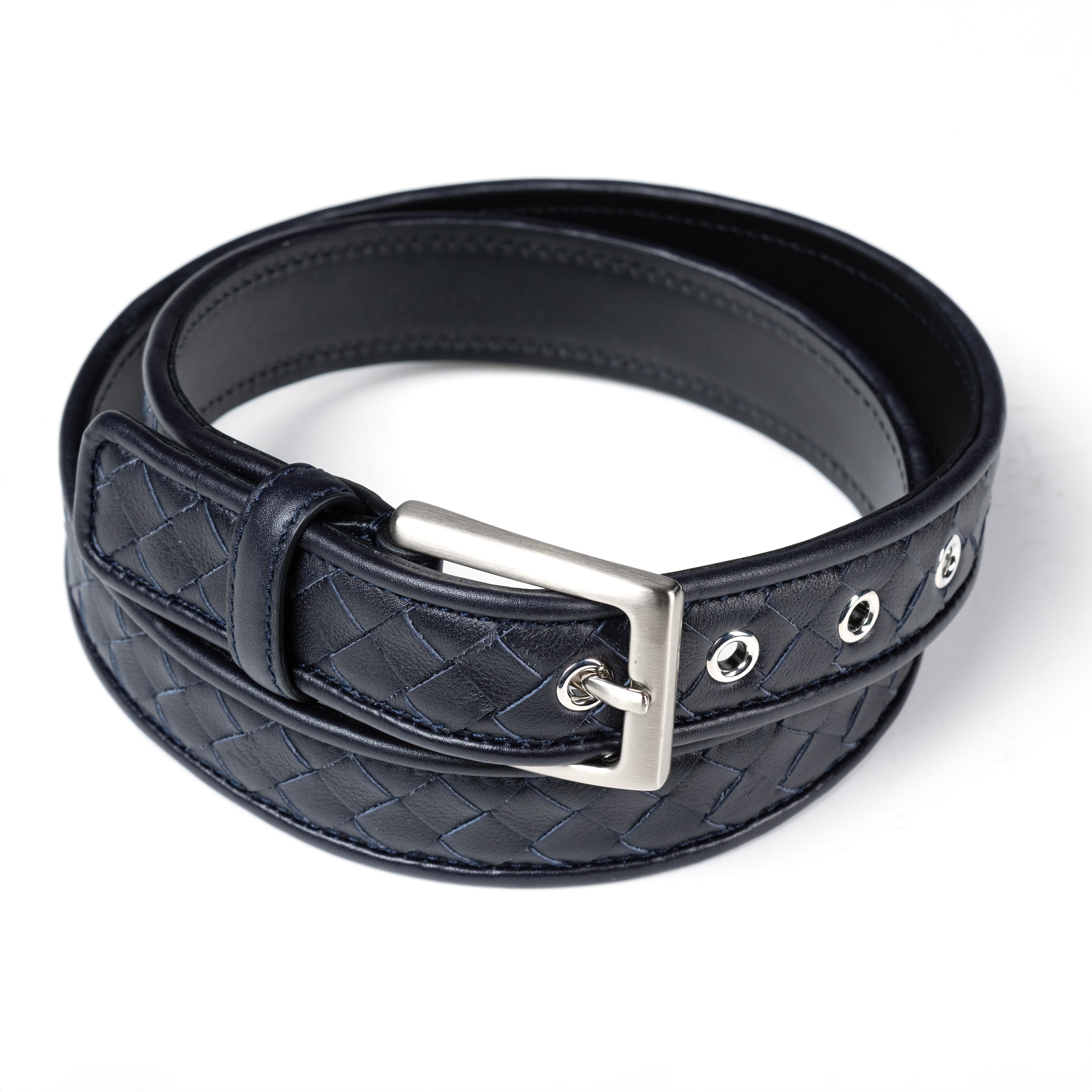 BIAGINI｜皮革編織皮帶 (海軍藍)