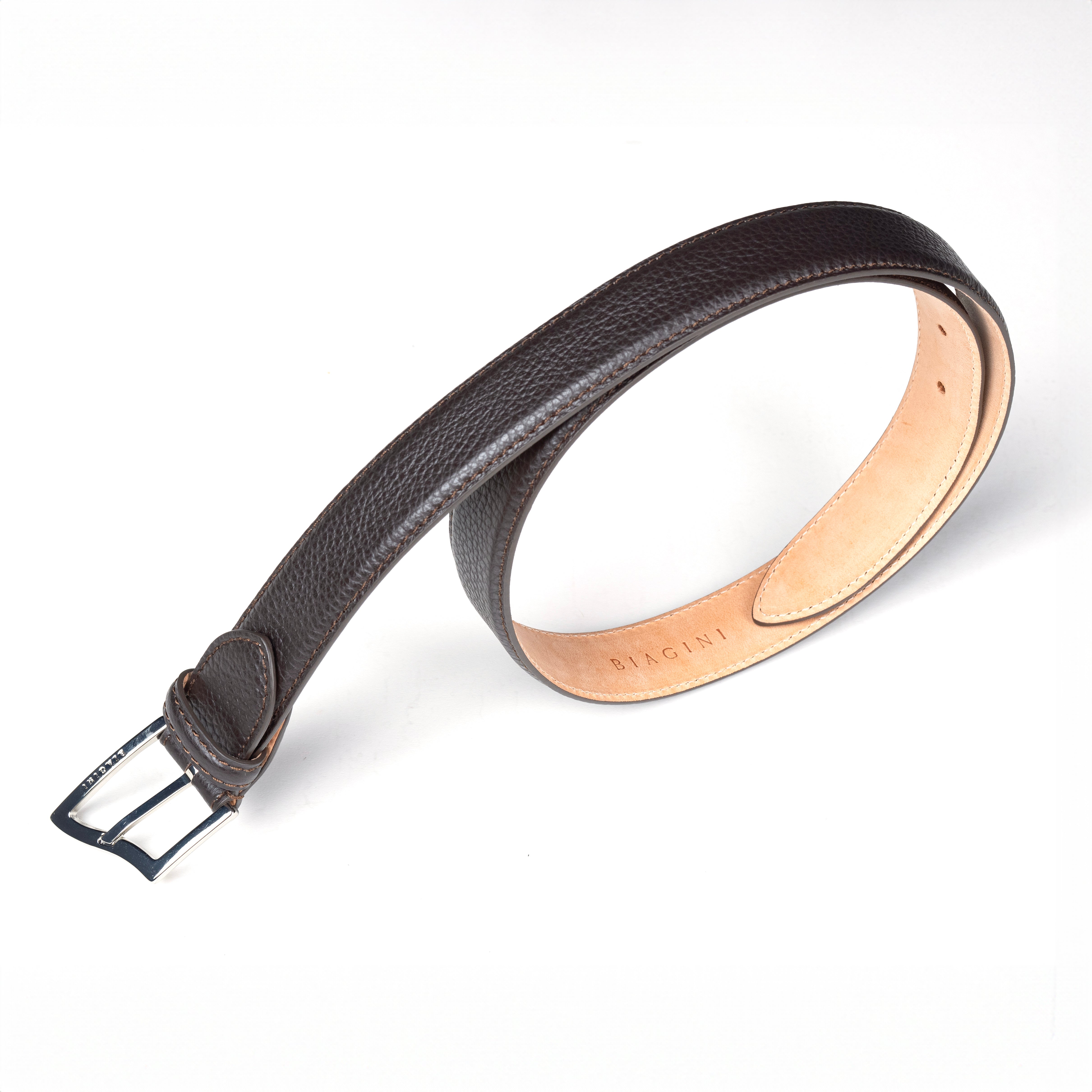 BIAGINI｜經典波浪金屬釦皮帶 (棕)